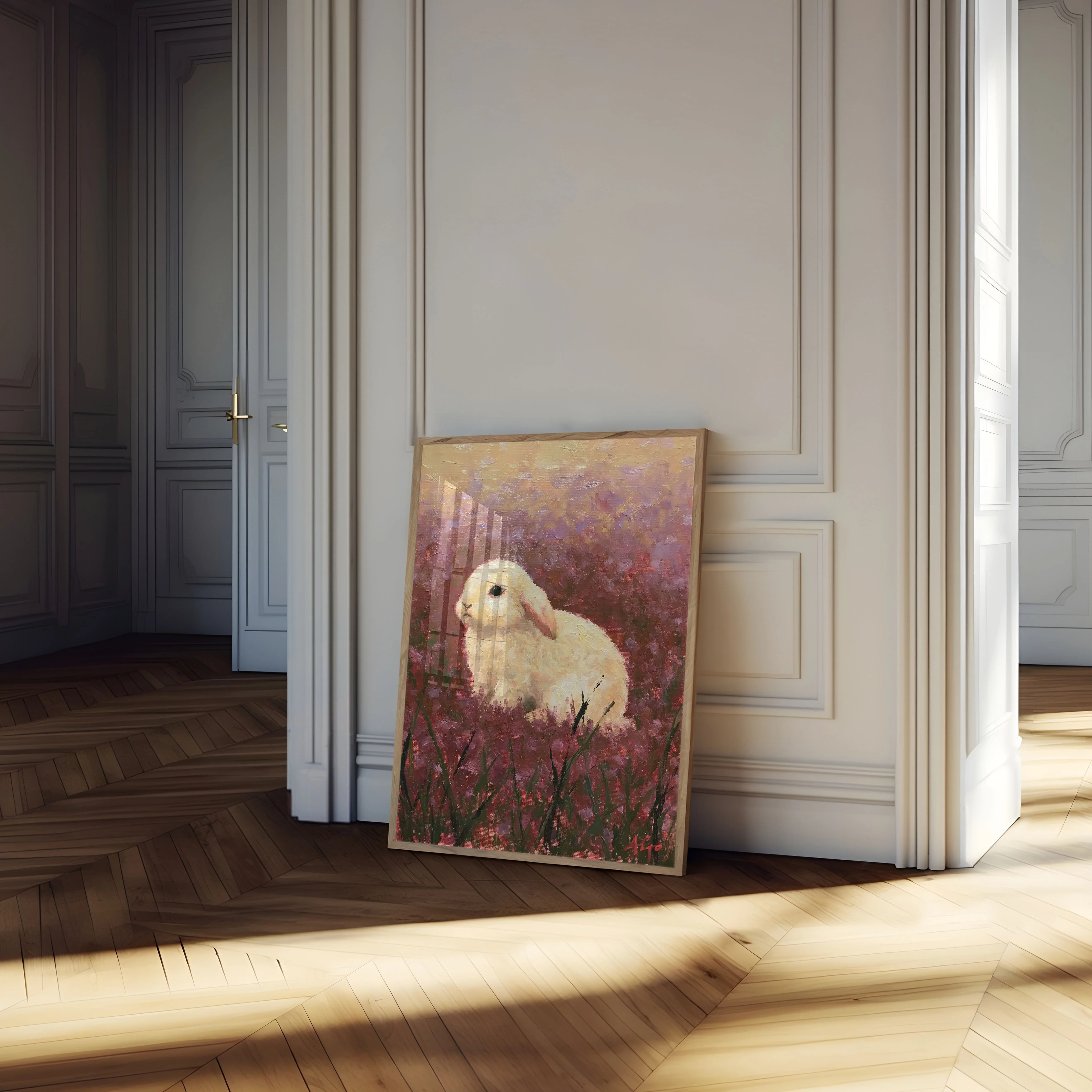 White Rabbit in Wildflower Field Poster - Image 4