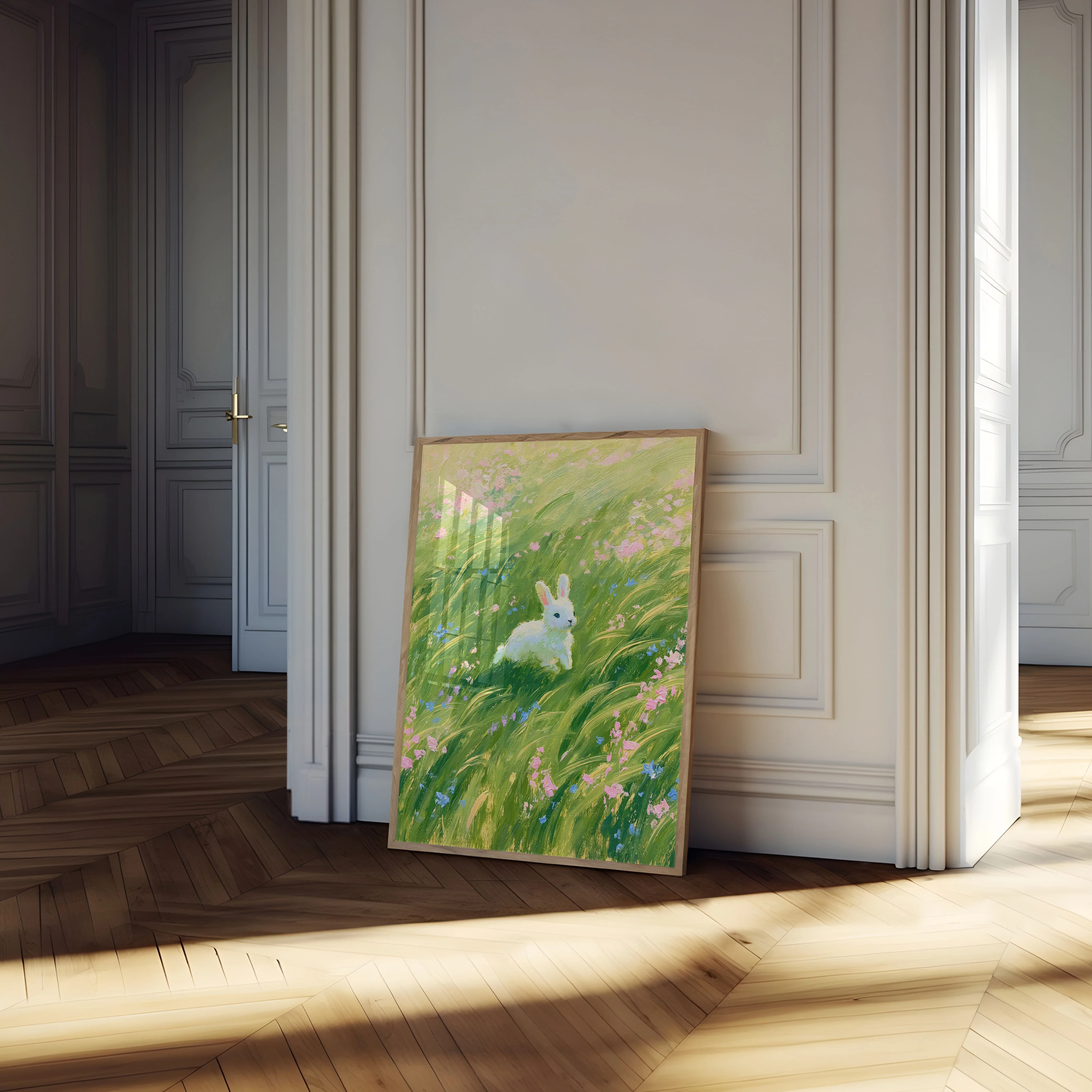 White Rabbit in Wildflower Meadow Poster - Image 4
