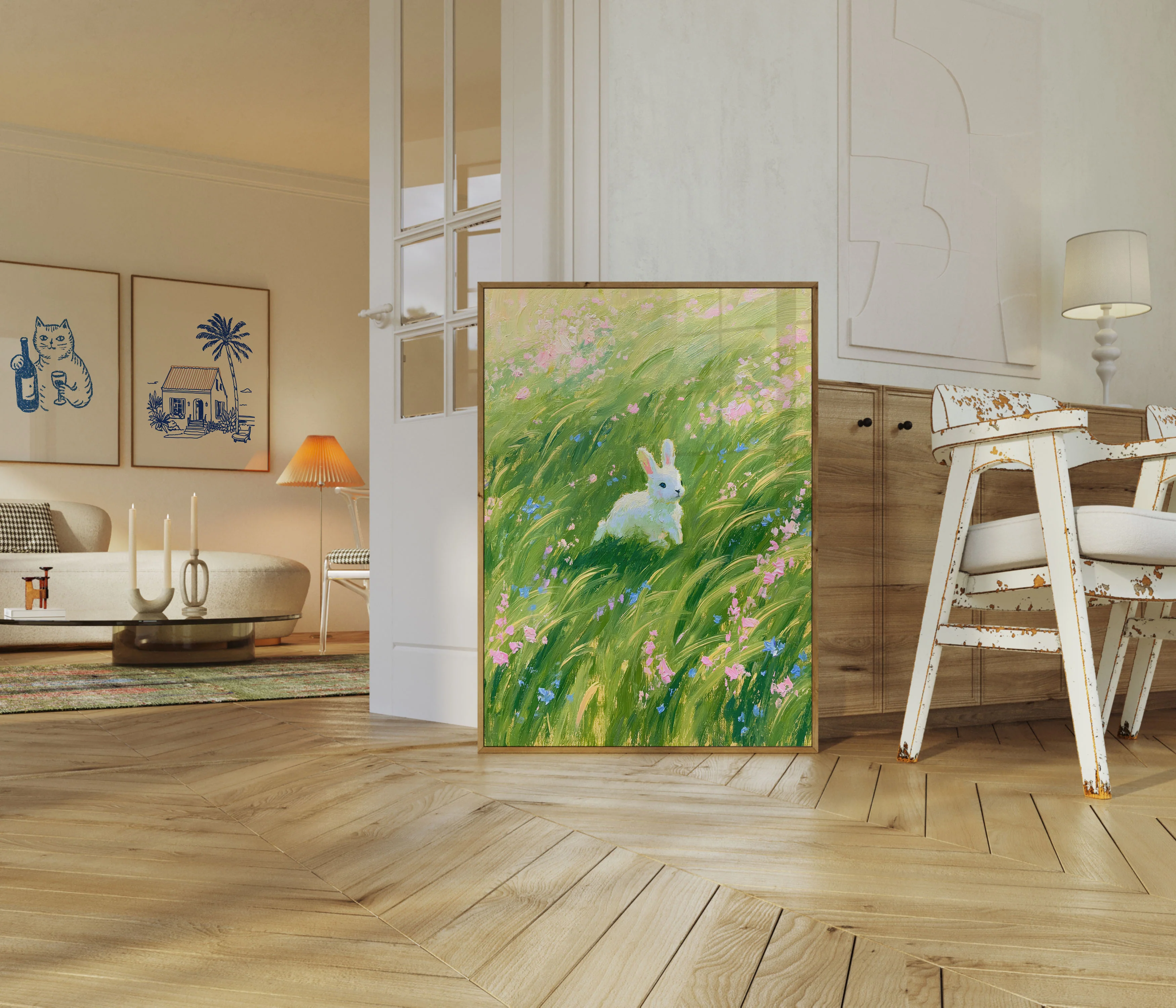 White Rabbit in Wildflower Meadow Poster - Image 5