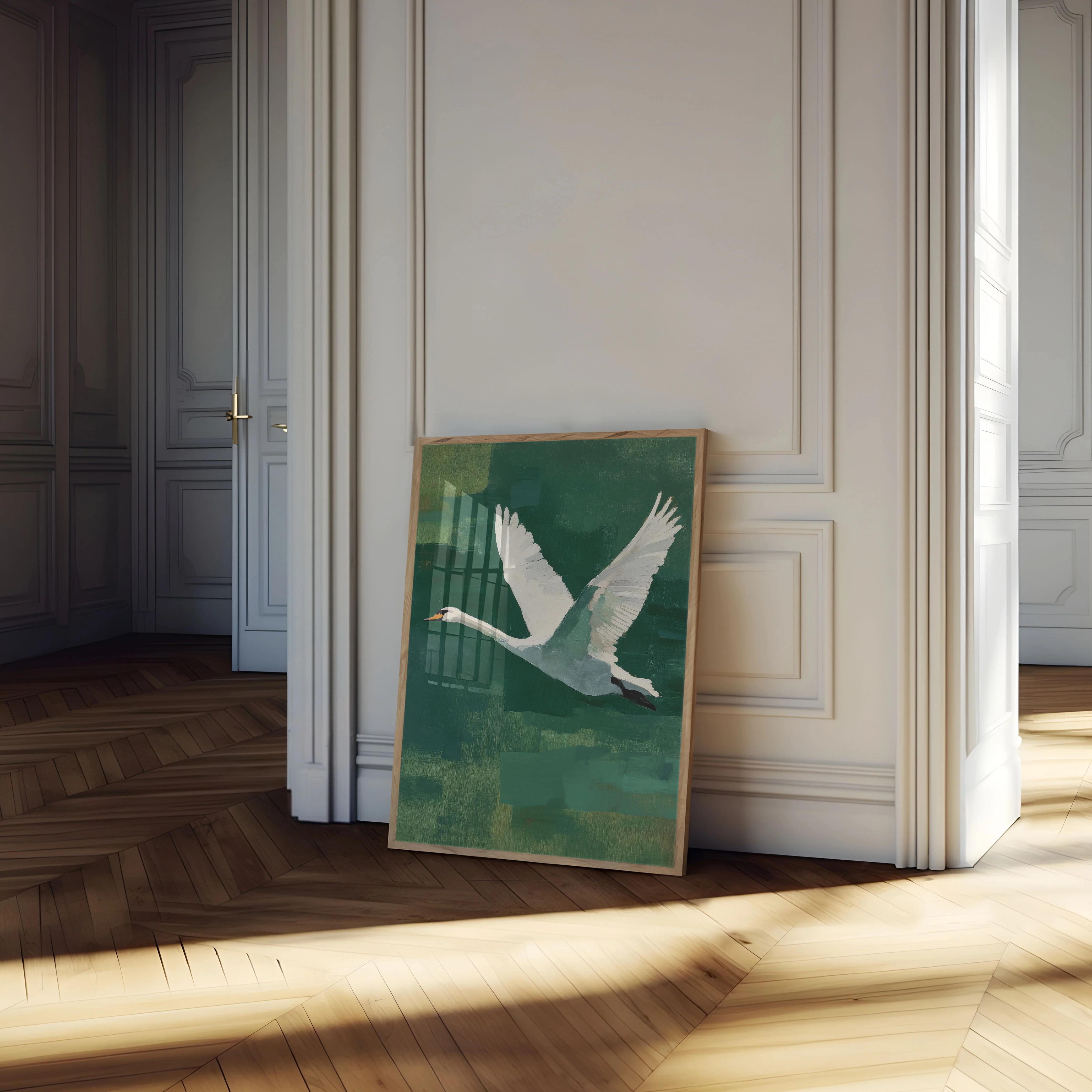 White Swan in Flight Poster - Image 4