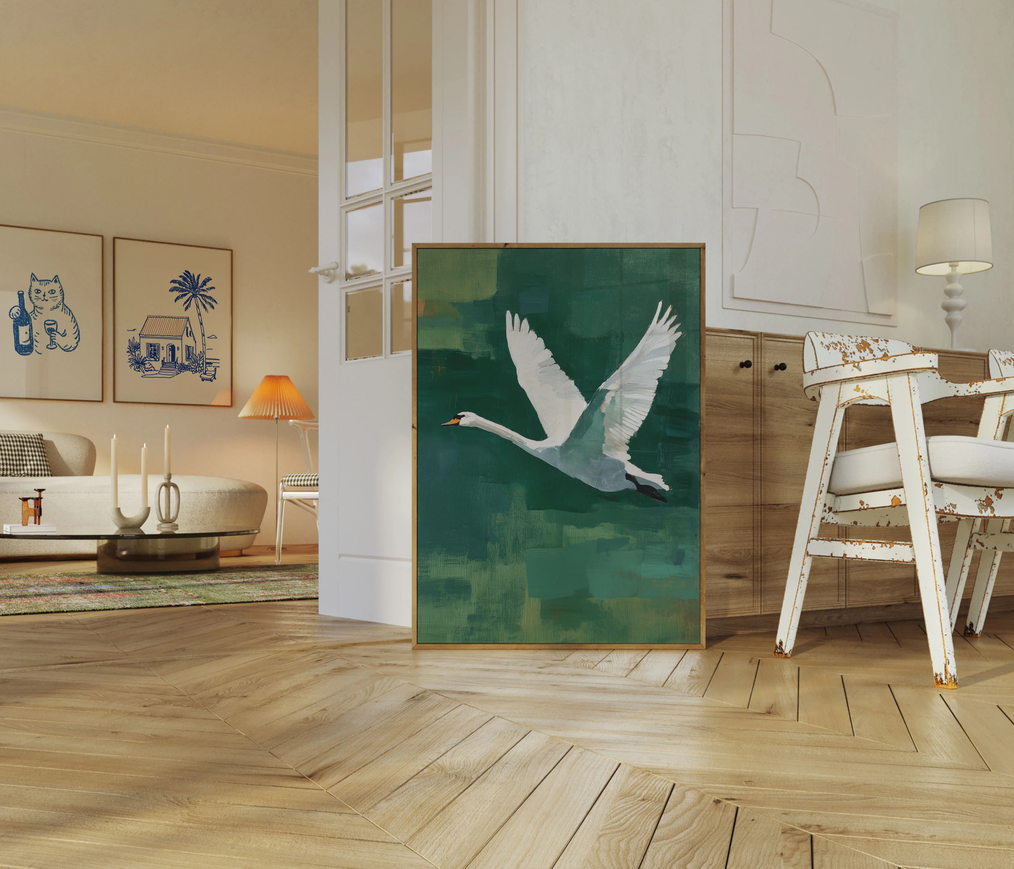White Swan in Flight Poster - Image 5