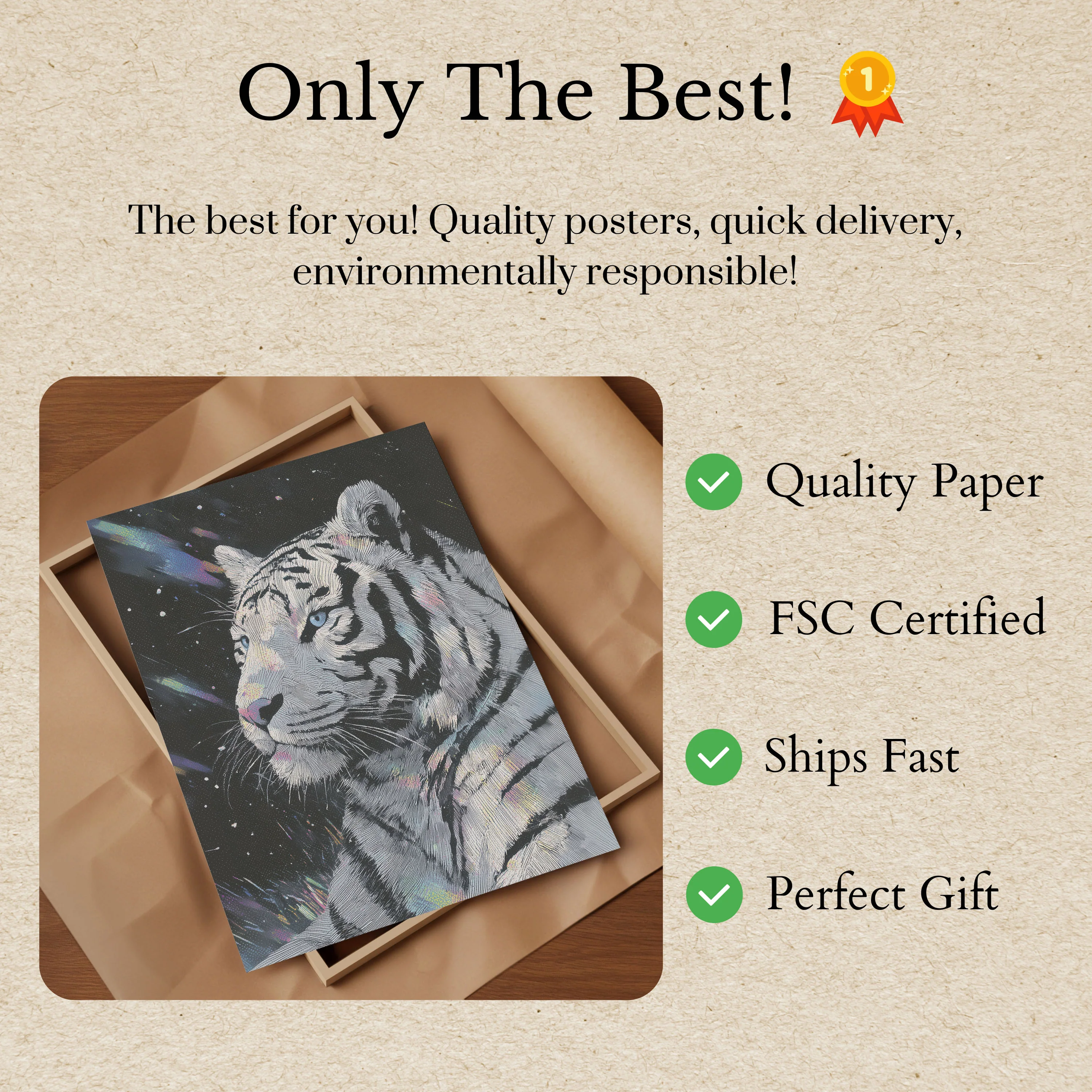 White Tiger Cosmic Stars Poster - Image 3