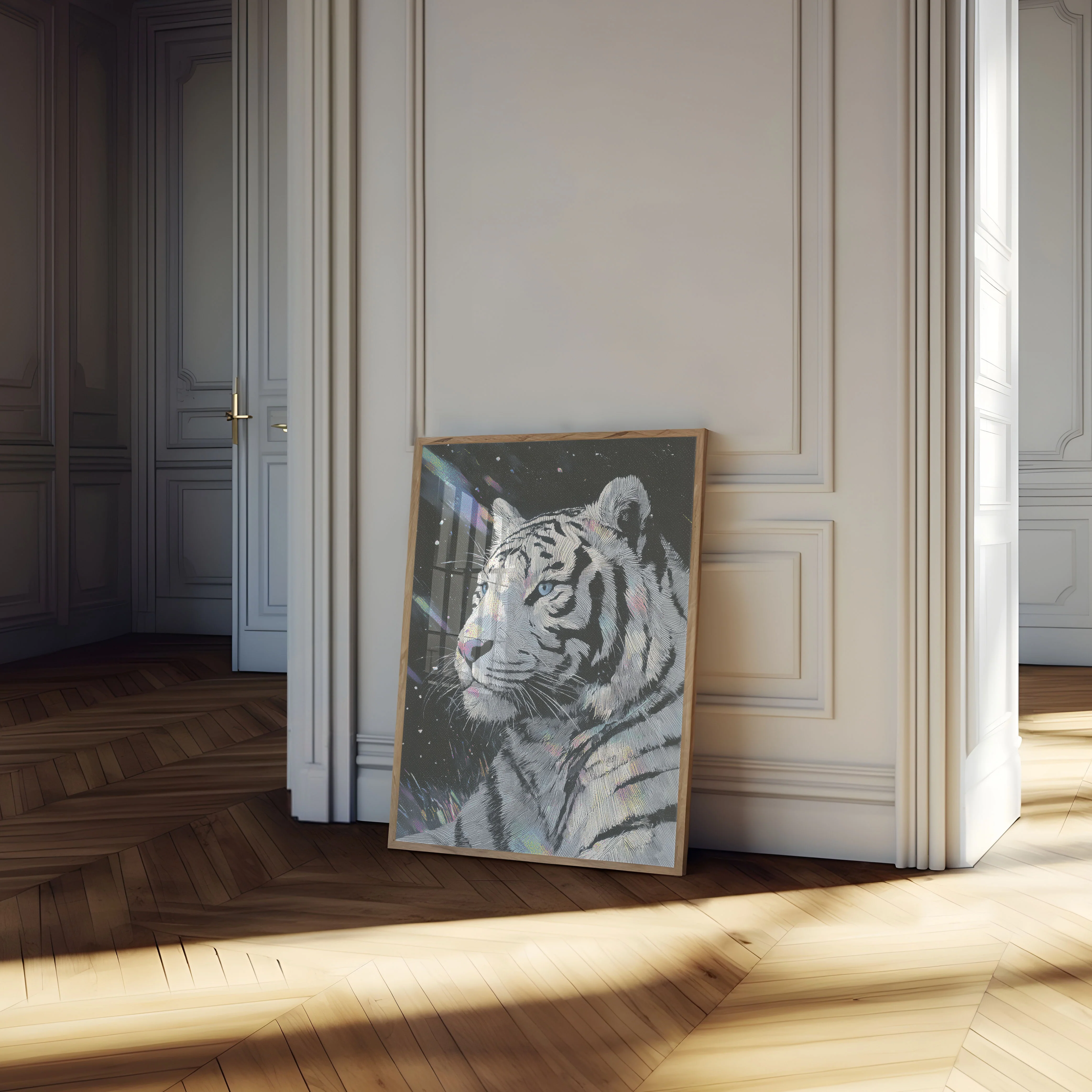 White Tiger Cosmic Stars Poster - Image 4