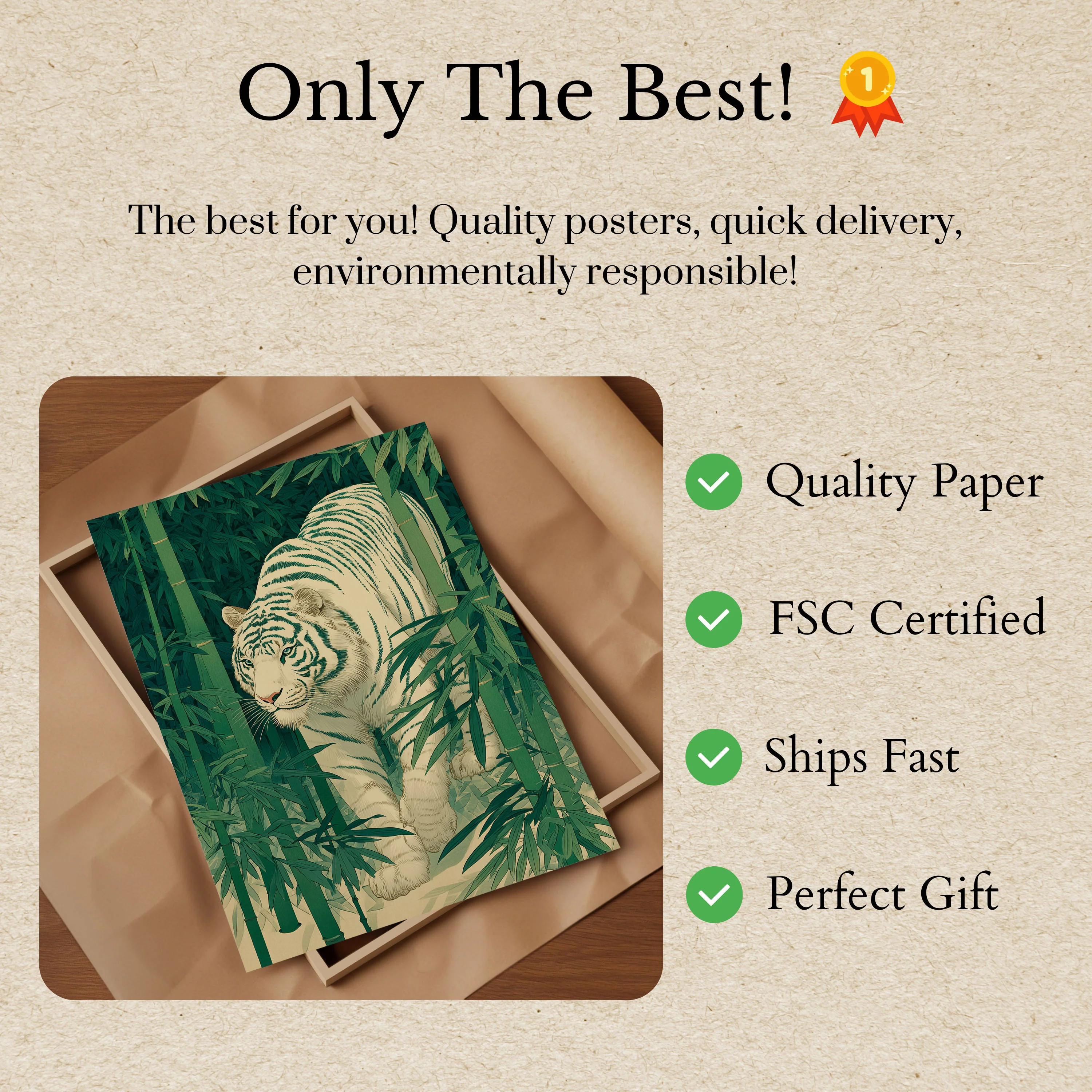 White Tiger in Bamboo Forest Poster - Image 3