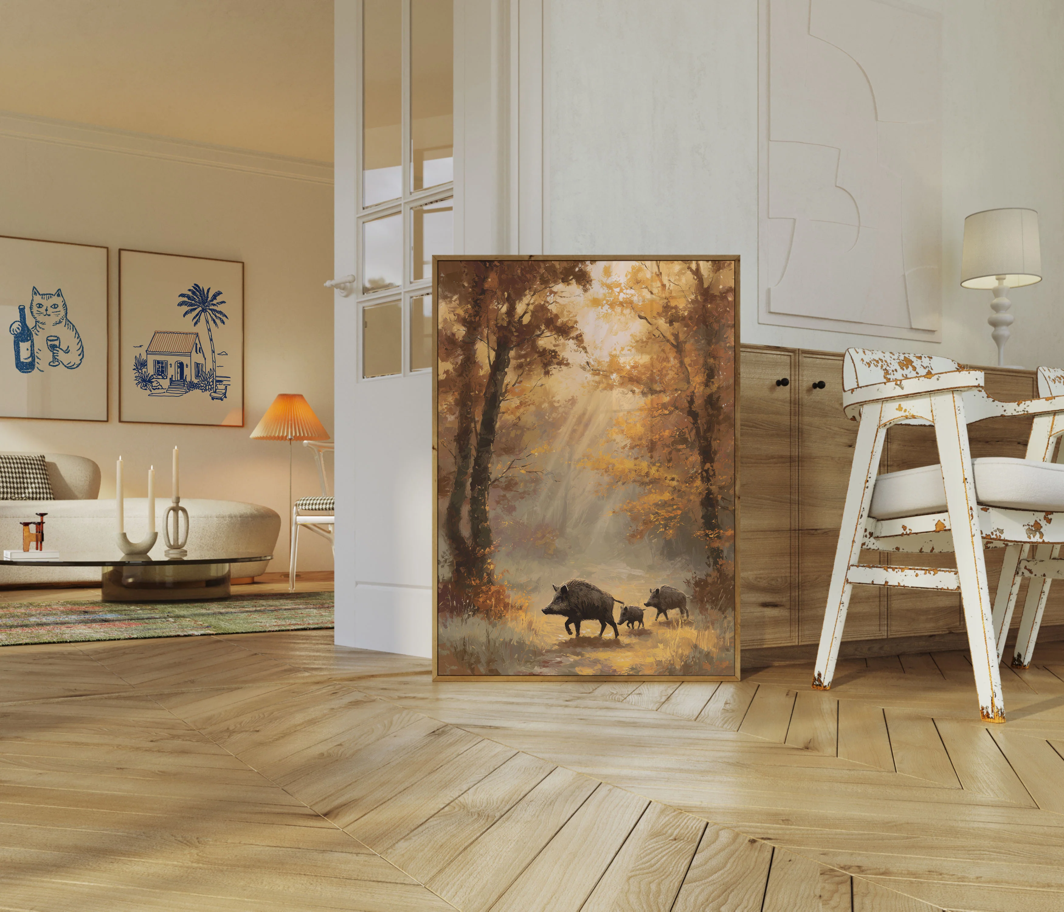 Wild Boars in Autumn Forest Poster - Image 5
