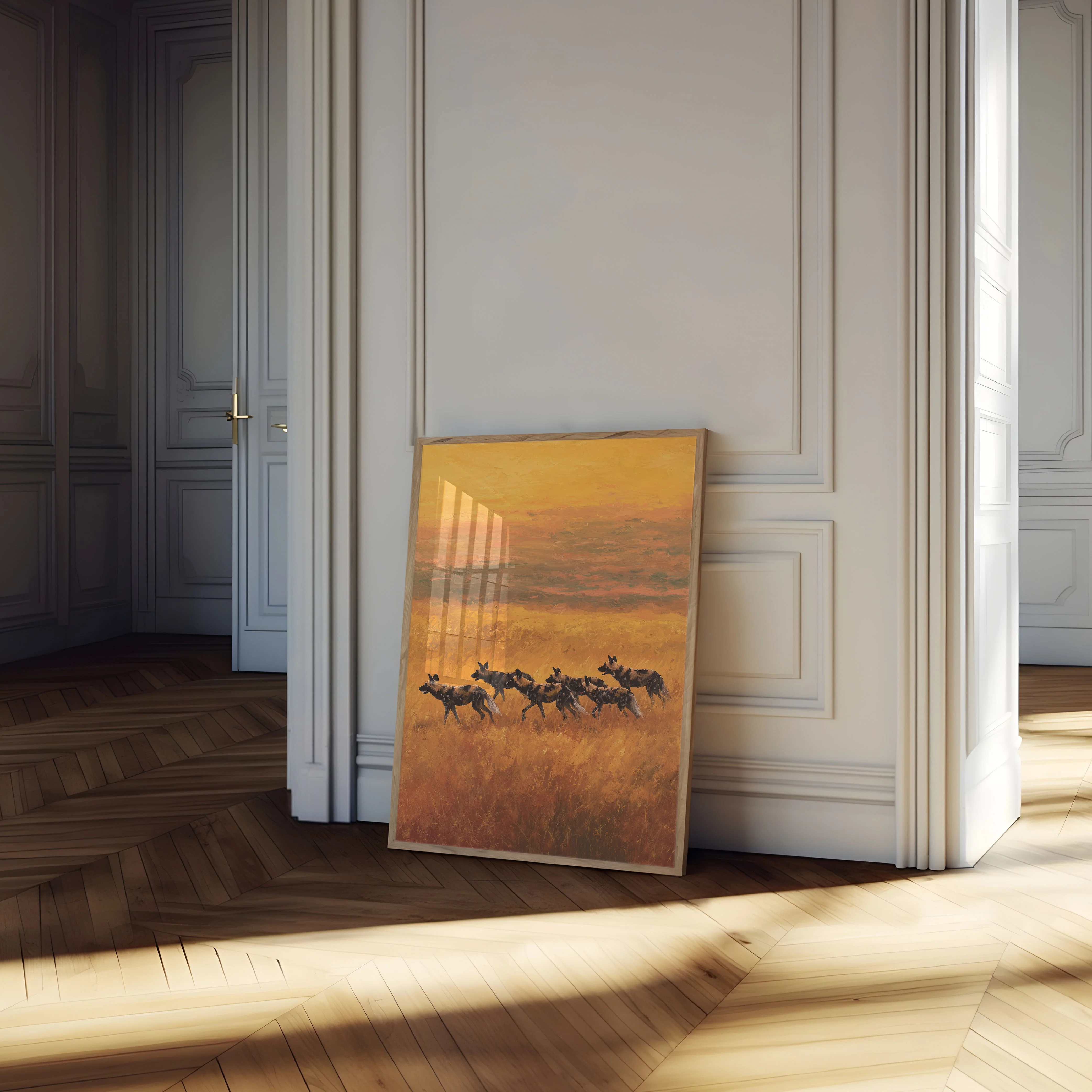 Wild Dogs in Golden Grassland Poster - Image 4