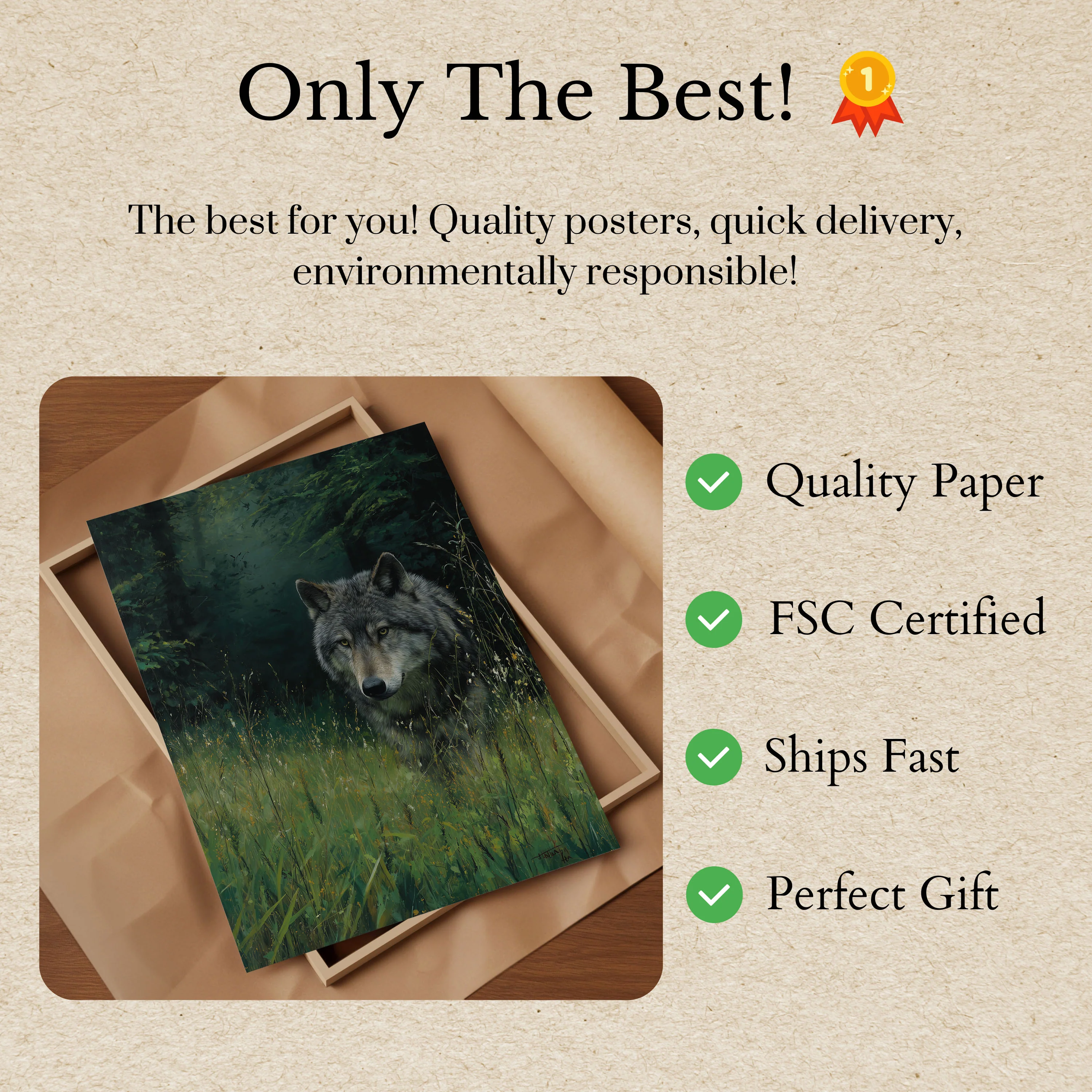 Wild Forest Guardian Wolf Poster - Image 3