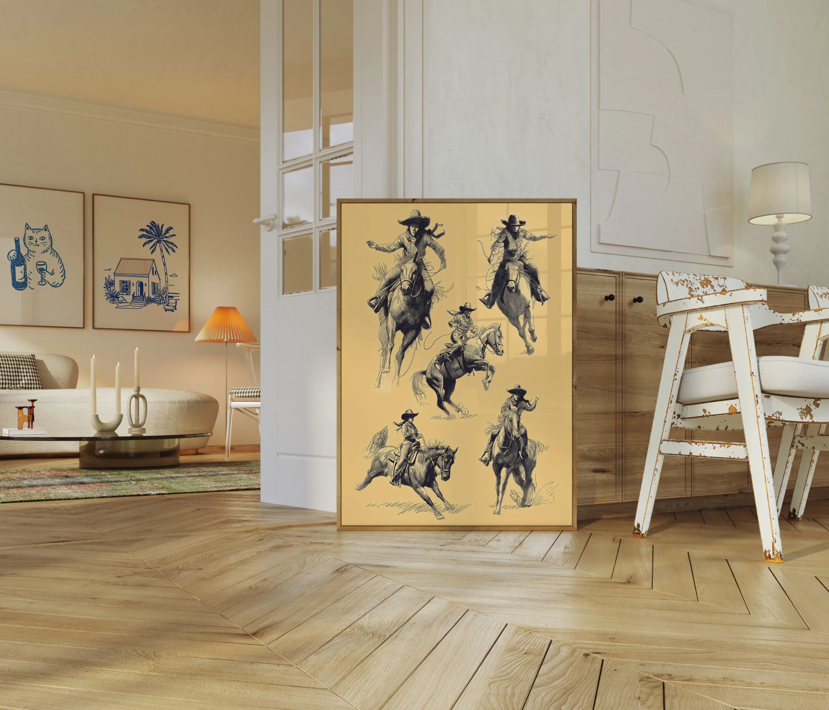 Wild West Cowboy Sketch Poster - Image 5
