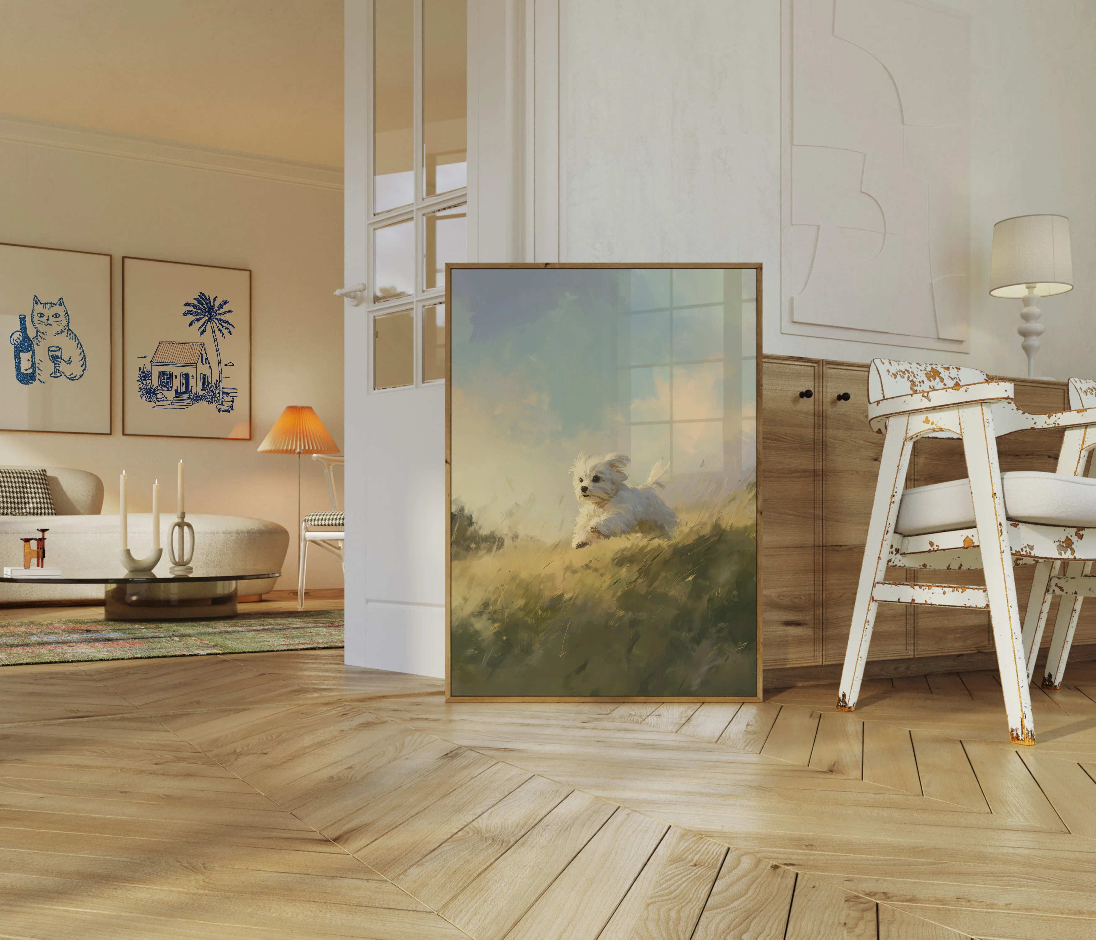 Wind-Swept White Puppy Poster - Image 5