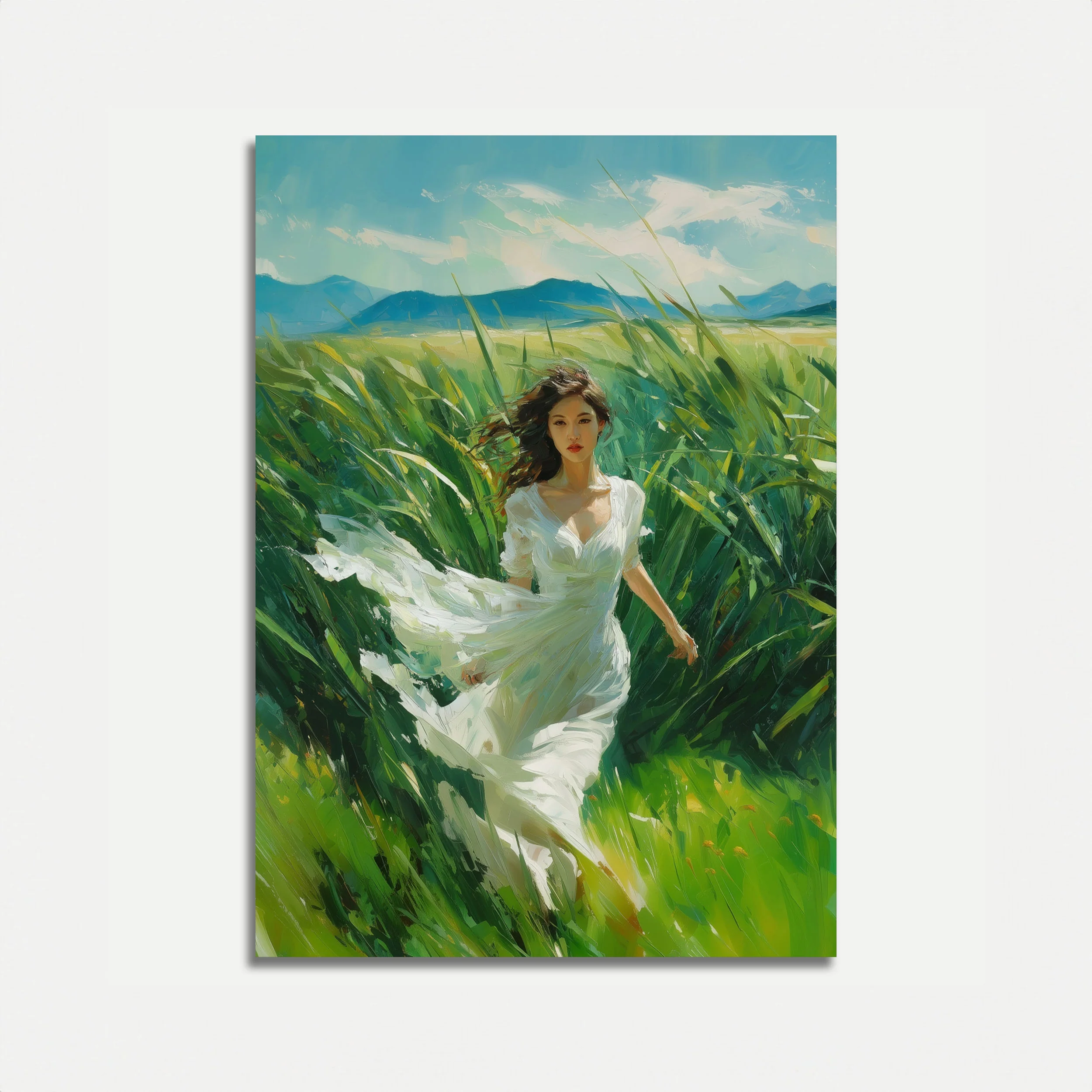 Windswept Grace in Grasslands Poster