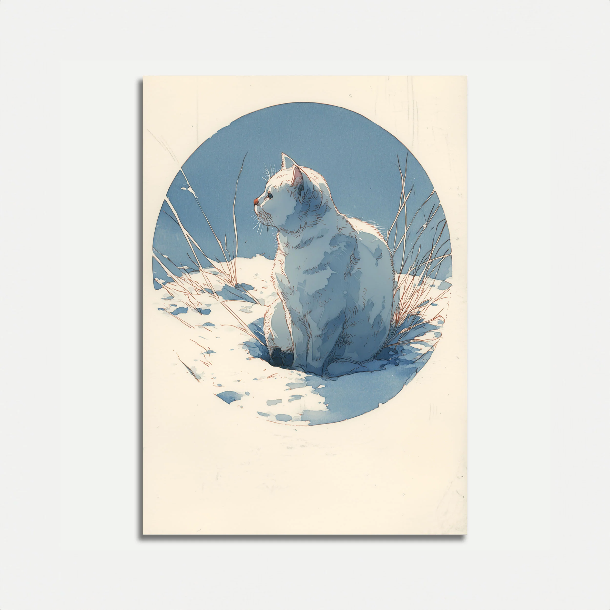 Winter Cat in Snow Poster