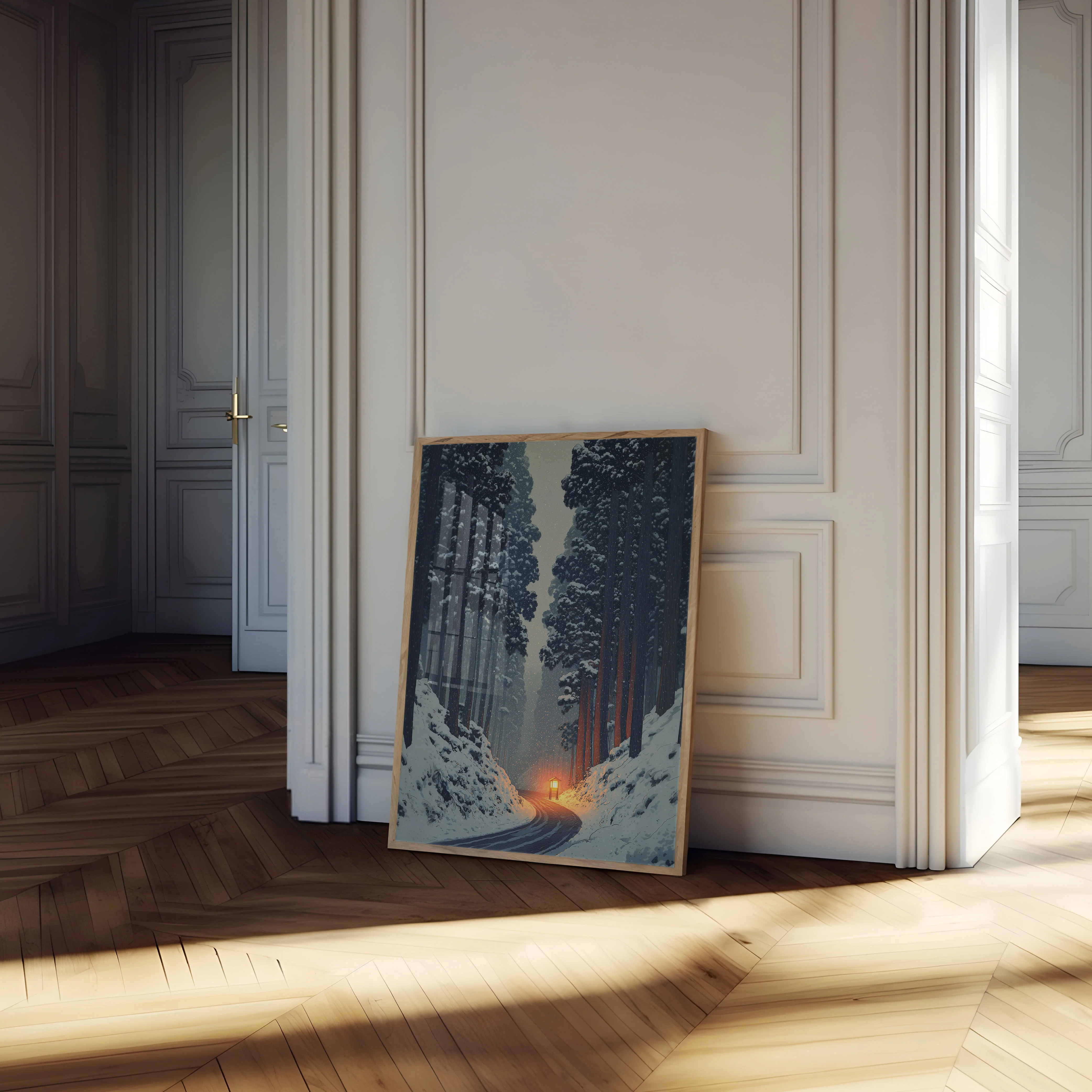 Winter Forest Path With Light Poster - Image 4