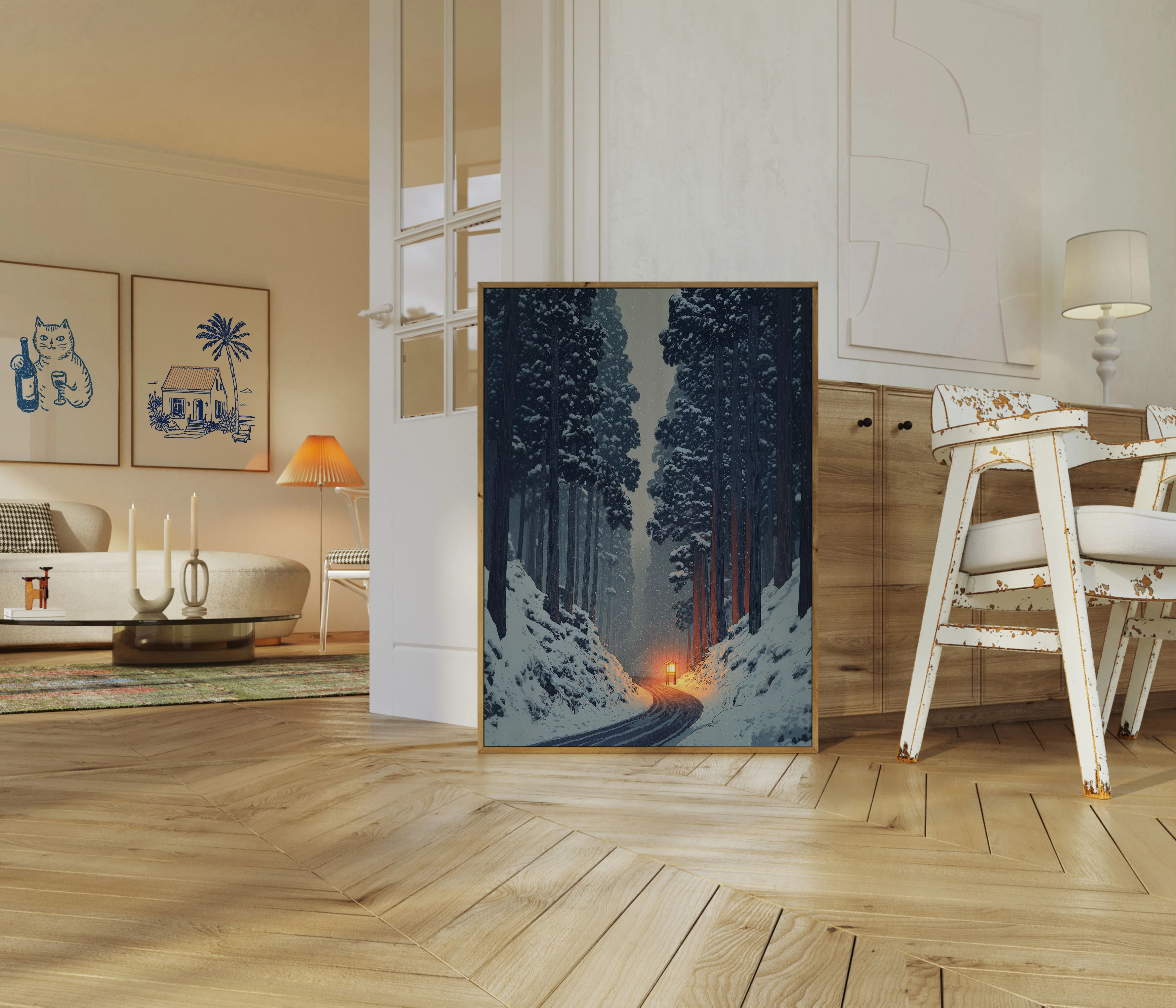 Winter Forest Path With Light Poster - Image 5
