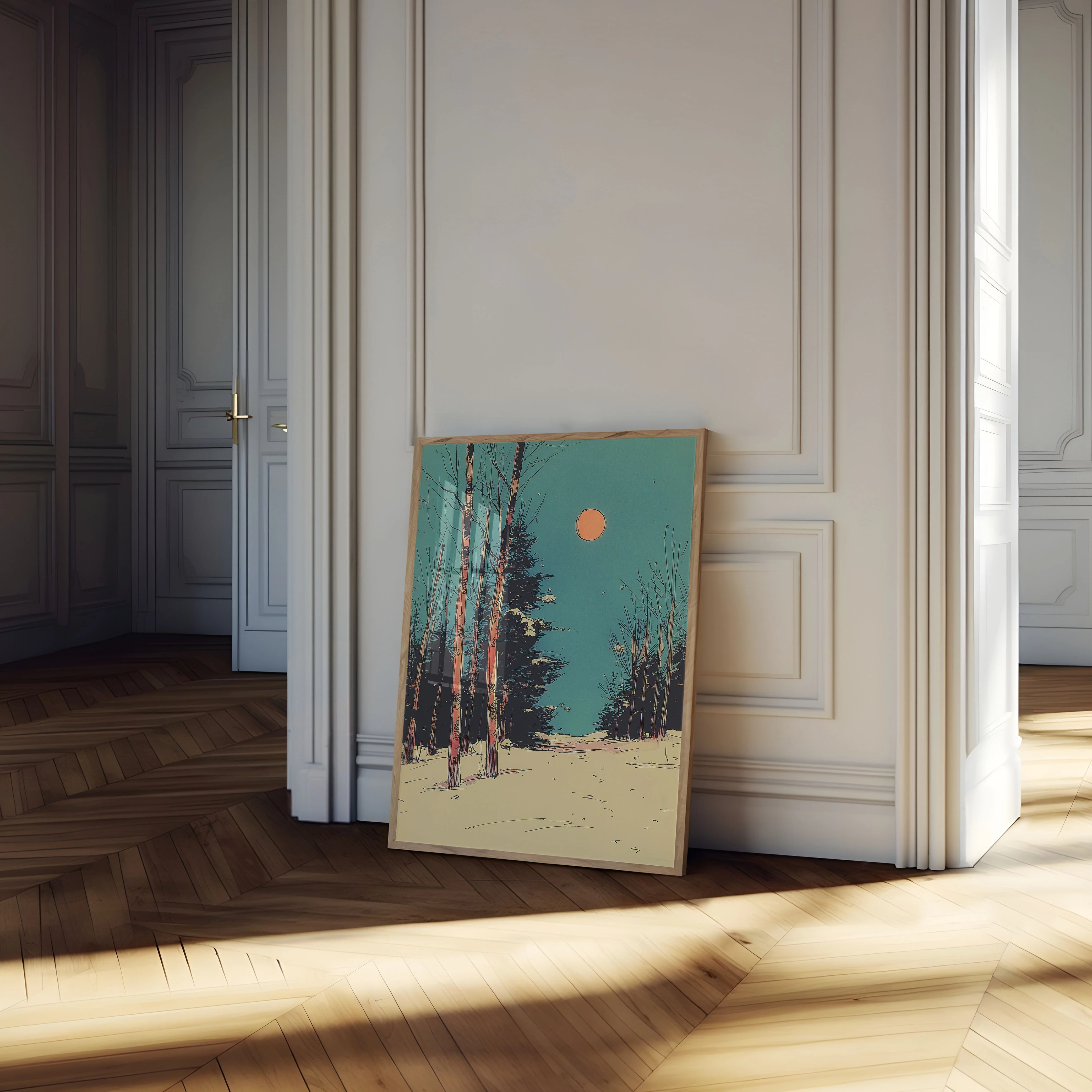 Winter Moonlight Forest Poster - Image 4