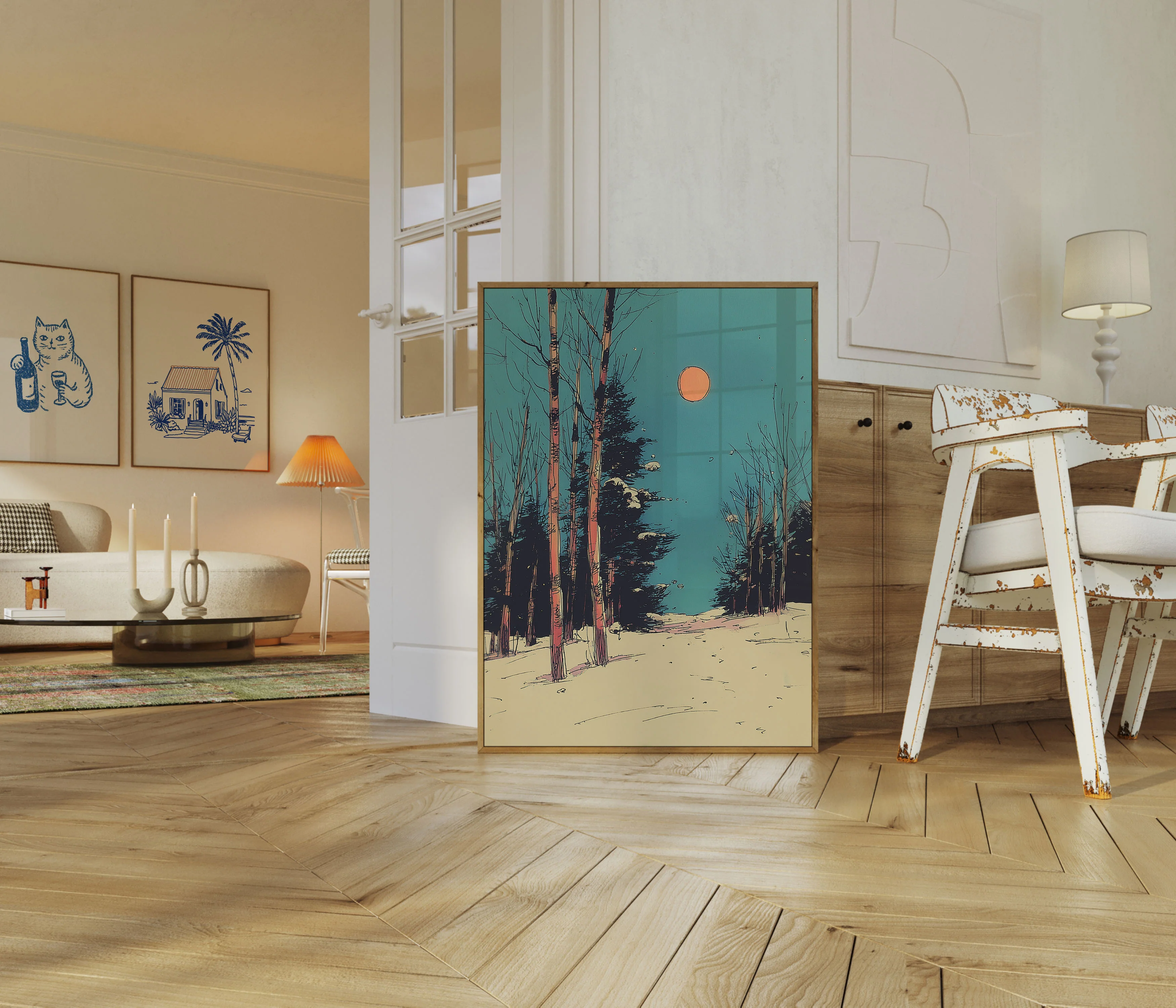 Winter Moonlight Forest Poster - Image 5