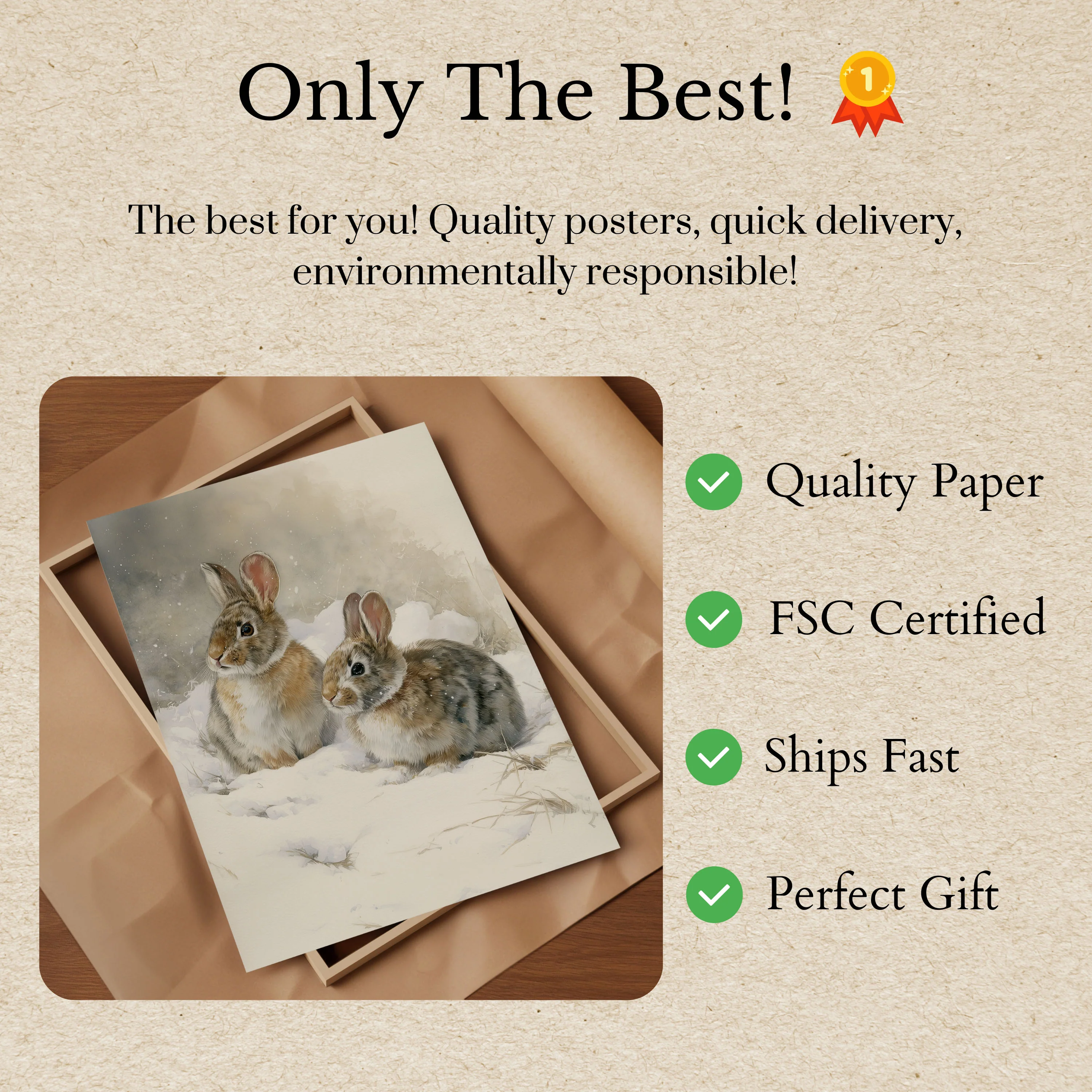 Winter Rabbits in Snow Poster - Image 3