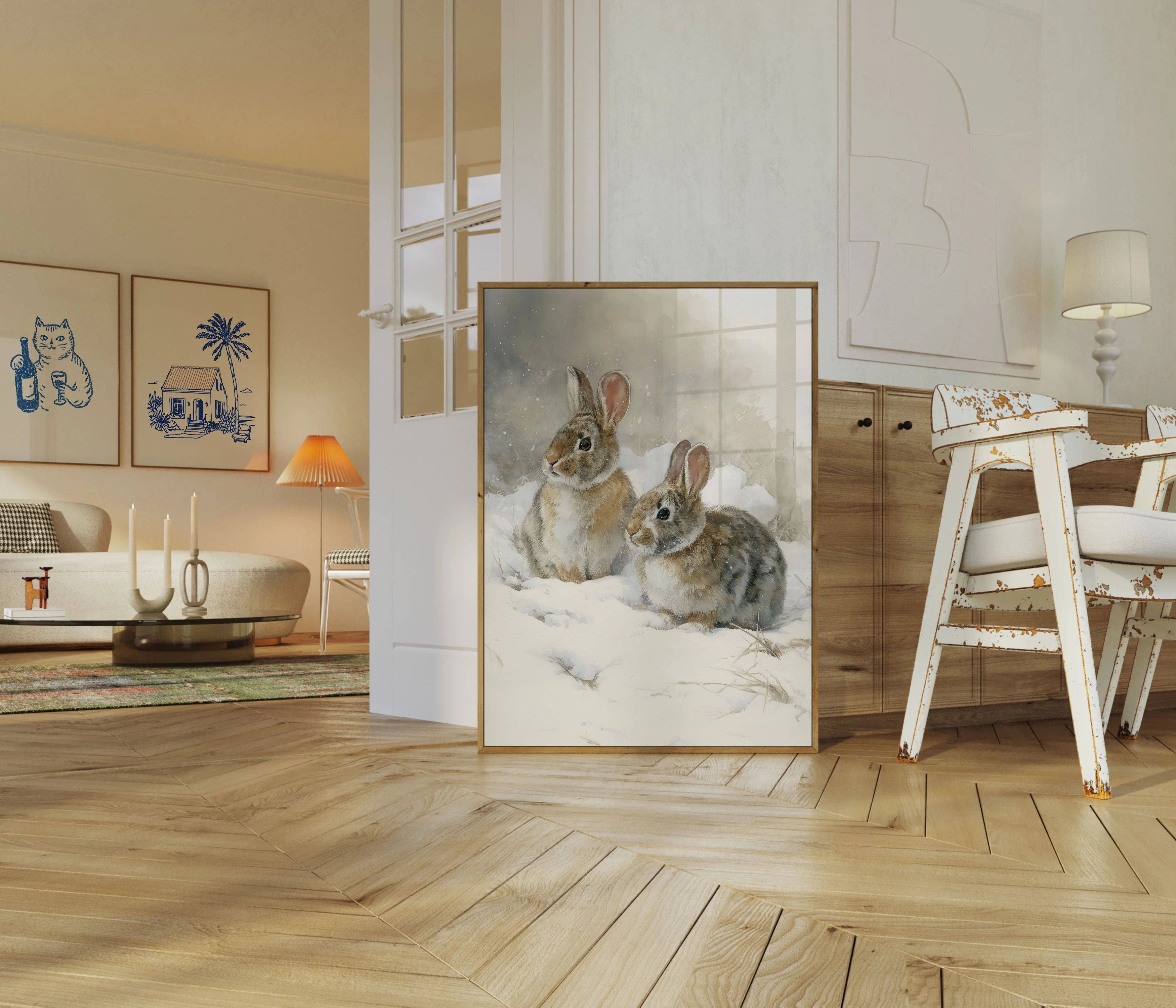Winter Rabbits in Snow Poster - Image 5