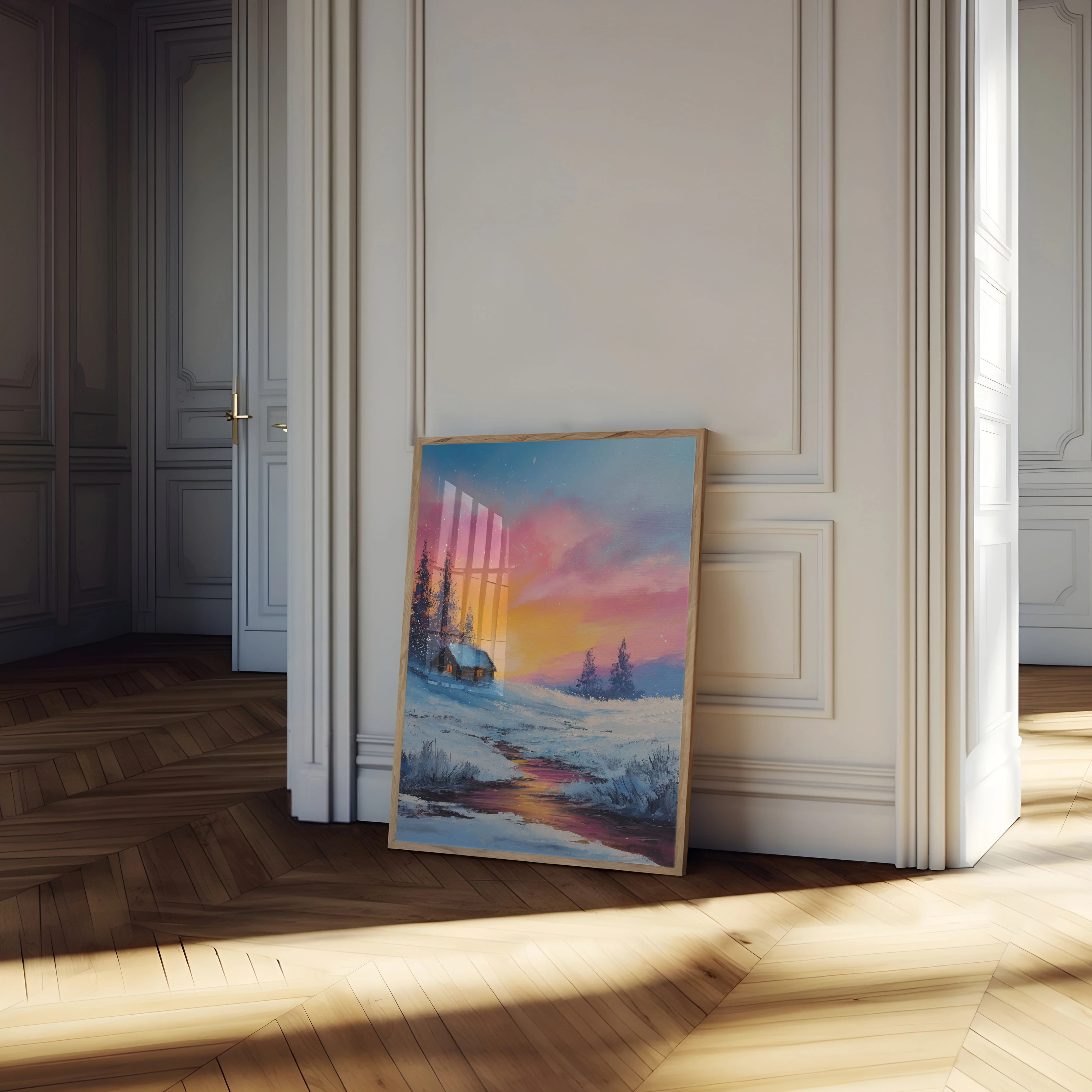 Winter Sunset Cabin Poster - Image 4