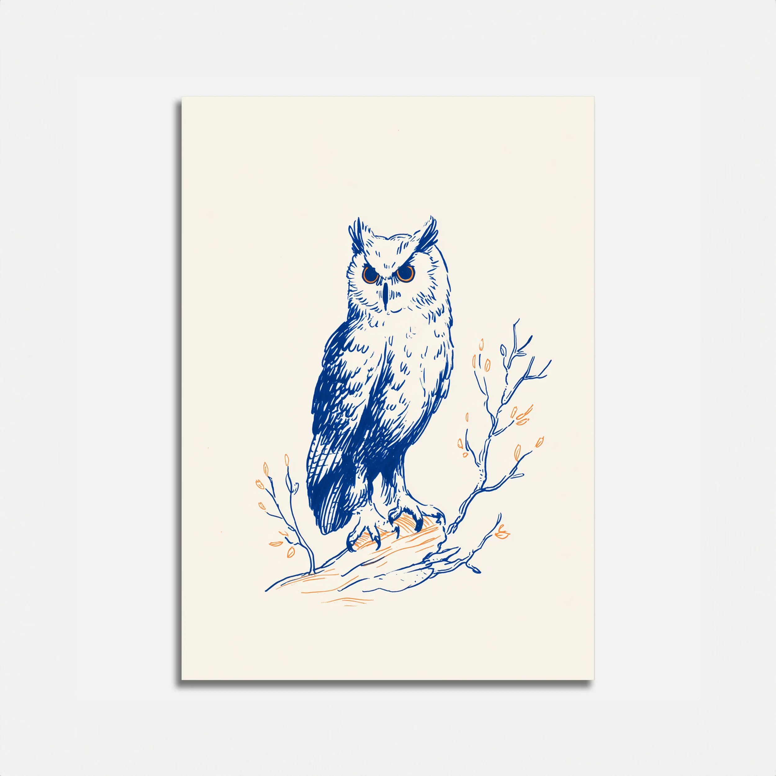 Wise Owl on Branch Poster
