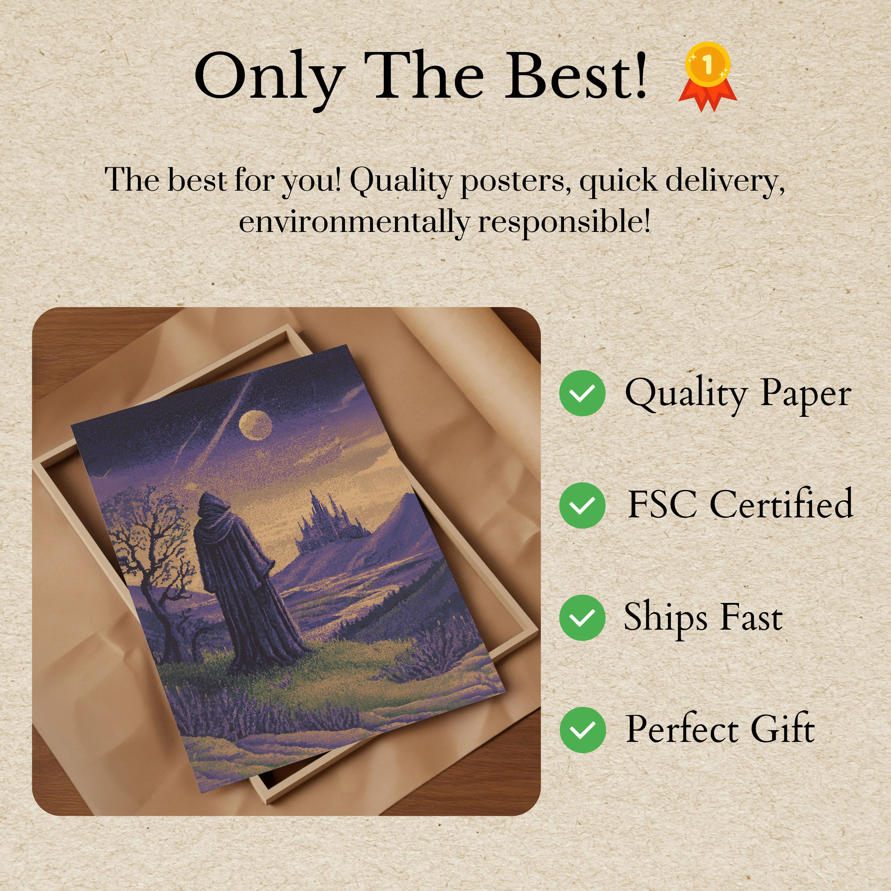 Wizard Gazing at Fantasy Castle Poster - Image 3