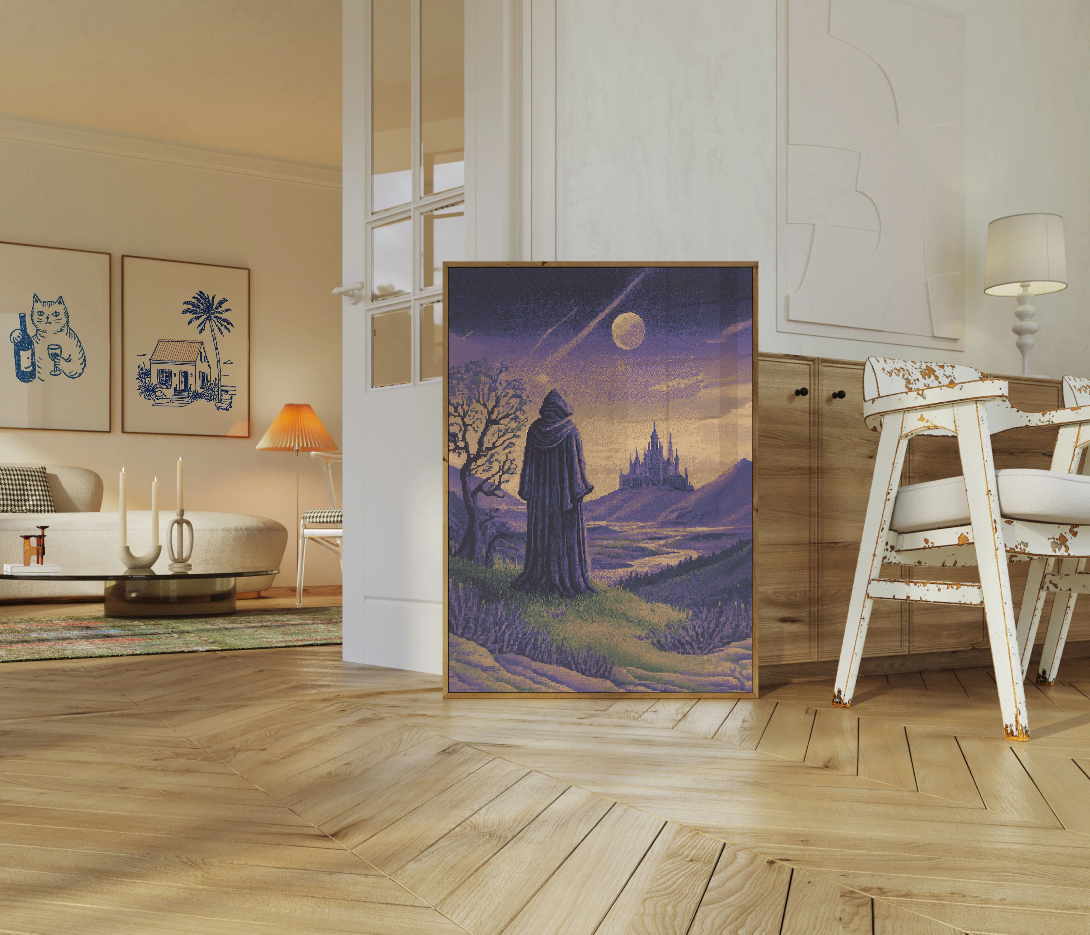 Wizard Gazing at Fantasy Castle Poster - Image 5