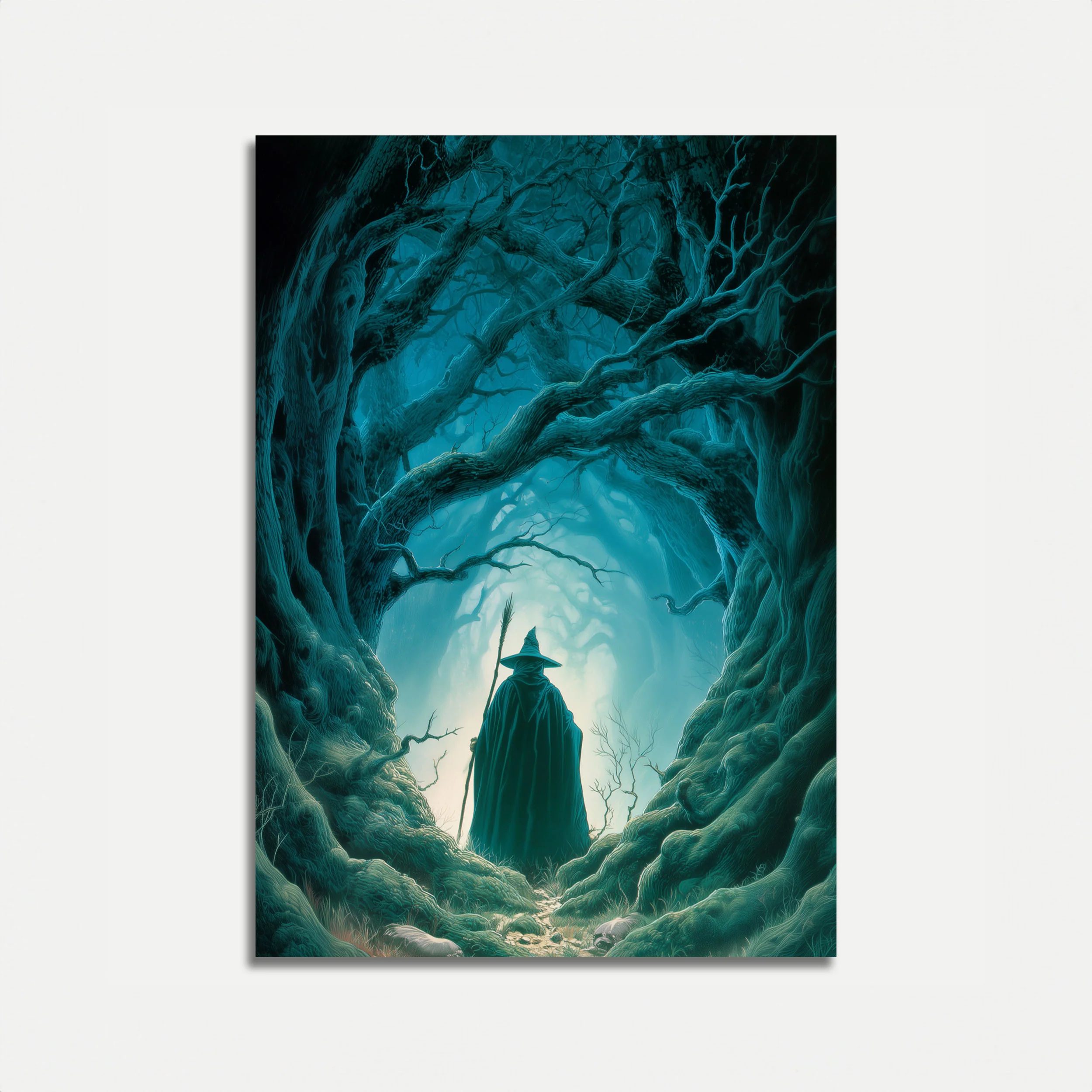 Wizard in Enchanted Forest Poster