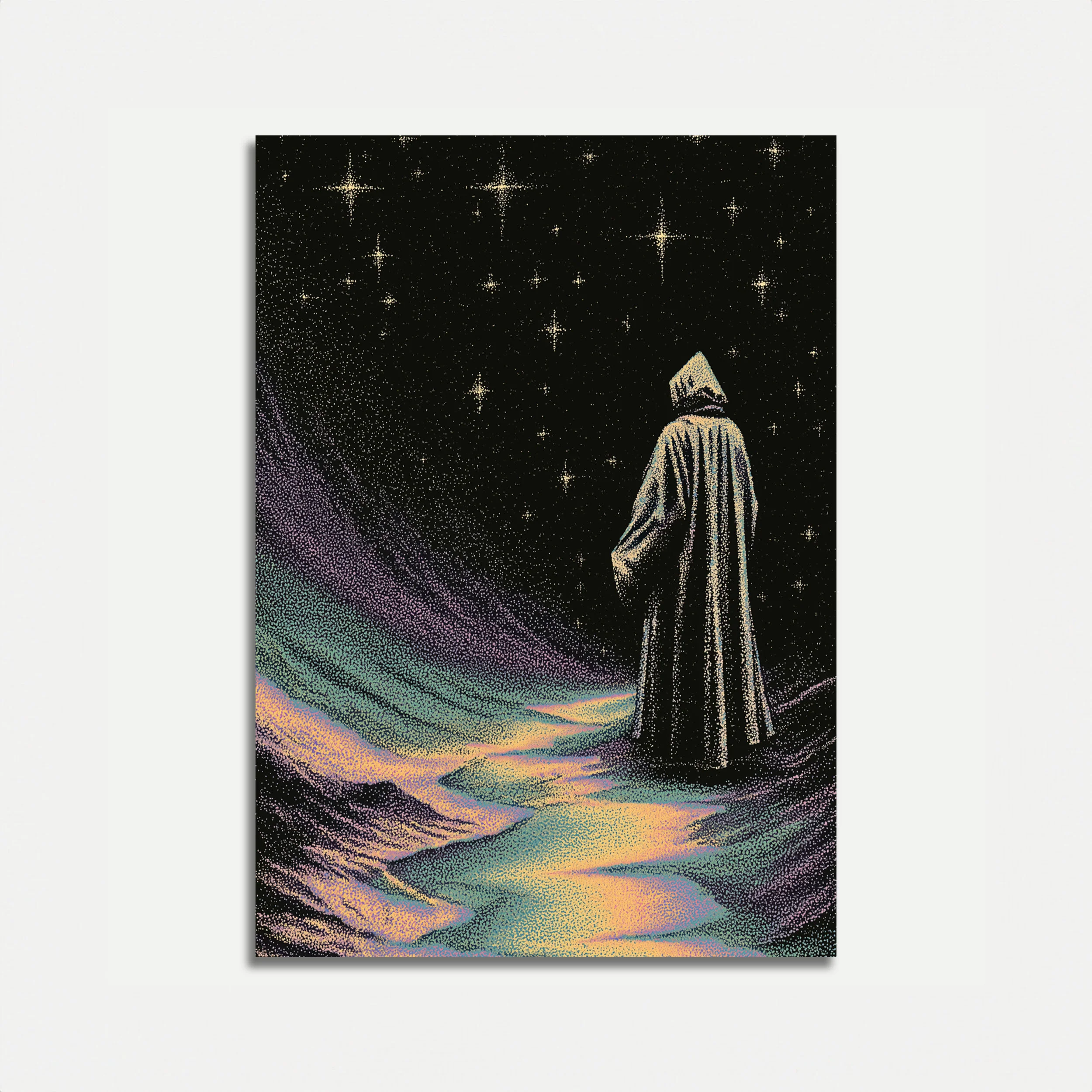 Wizard Stargazing Night Poster