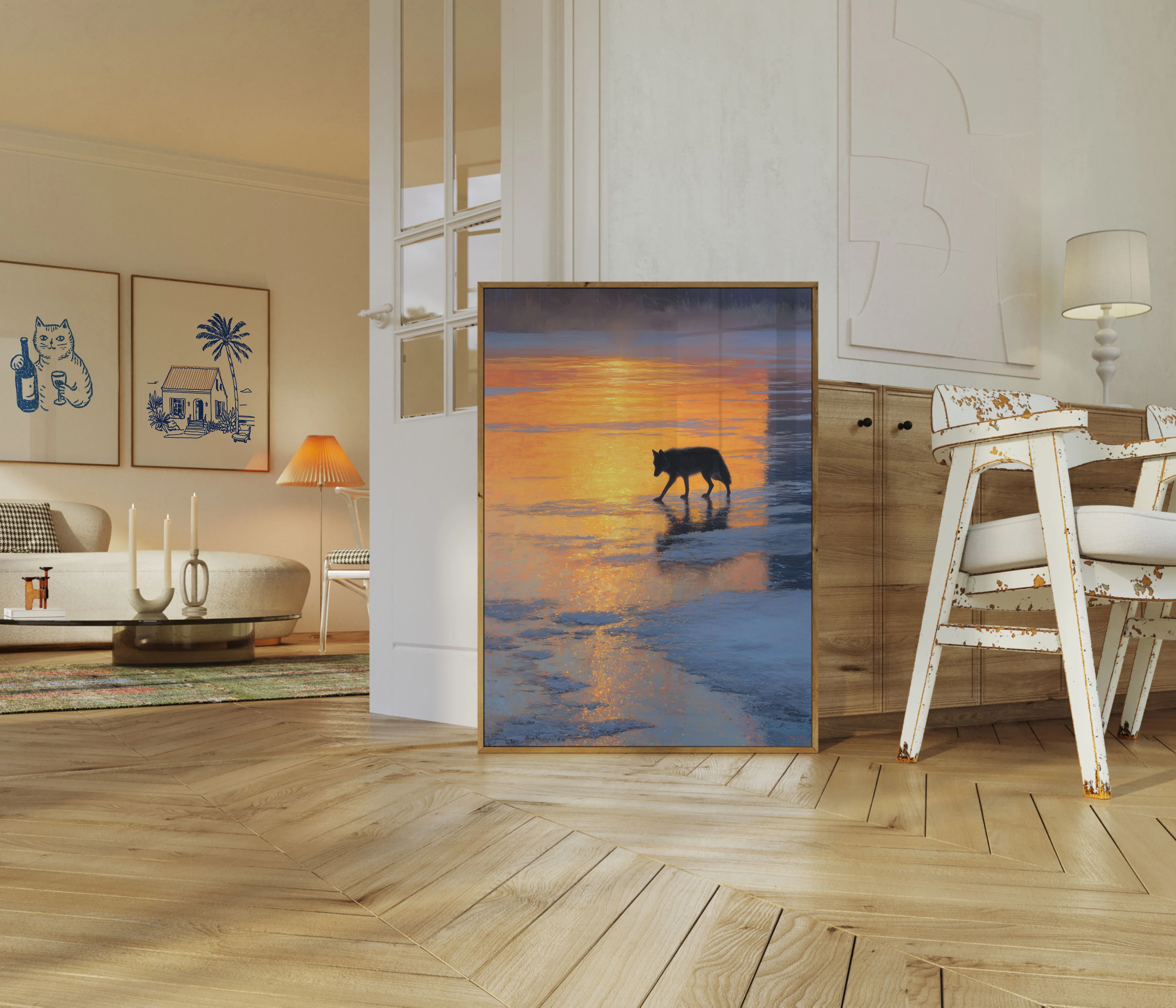 Wolf at Sunset Beach Poster - Image 5