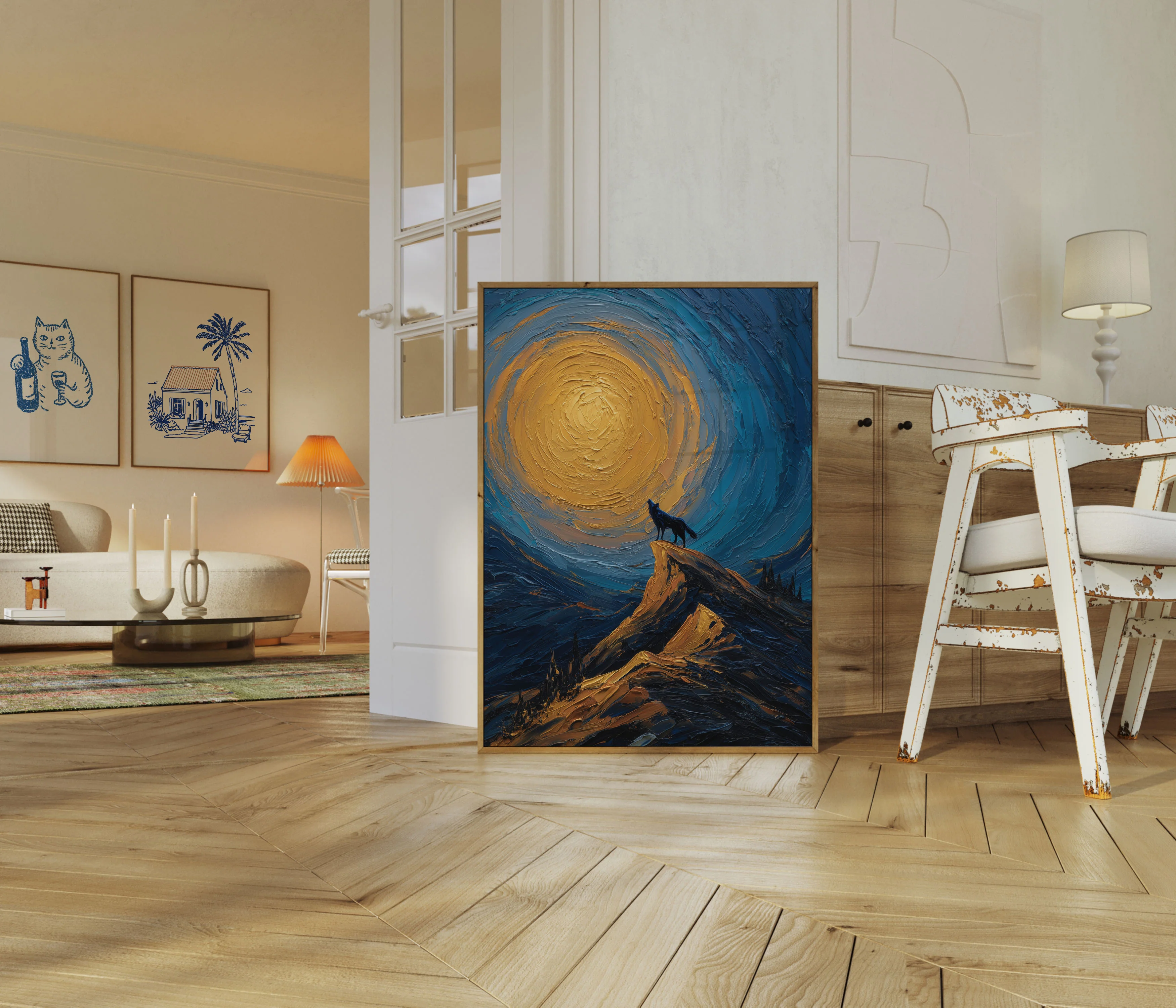 Wolf Howling at Moon Poster - Image 5