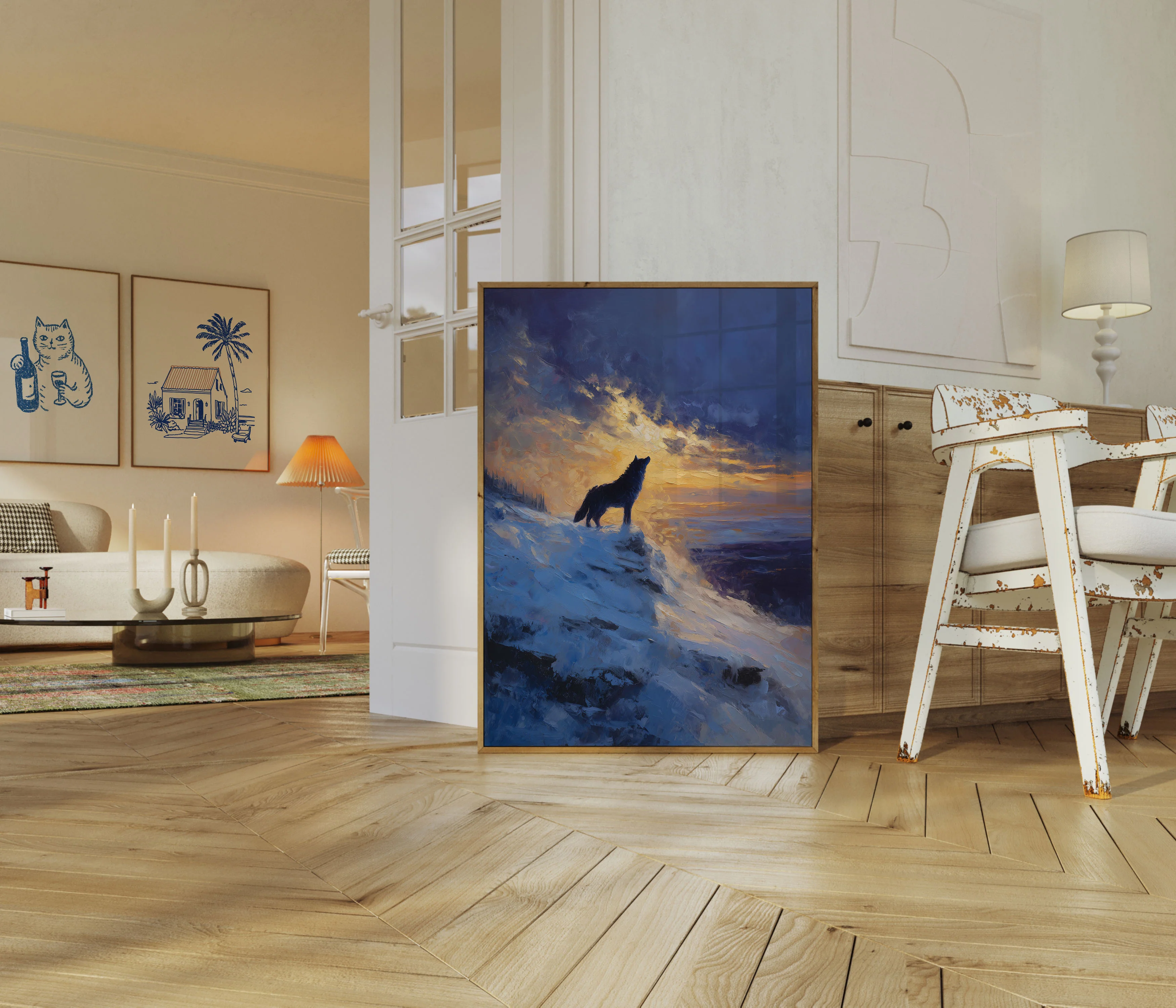 Wolf Howling at Sunset Poster - Image 5