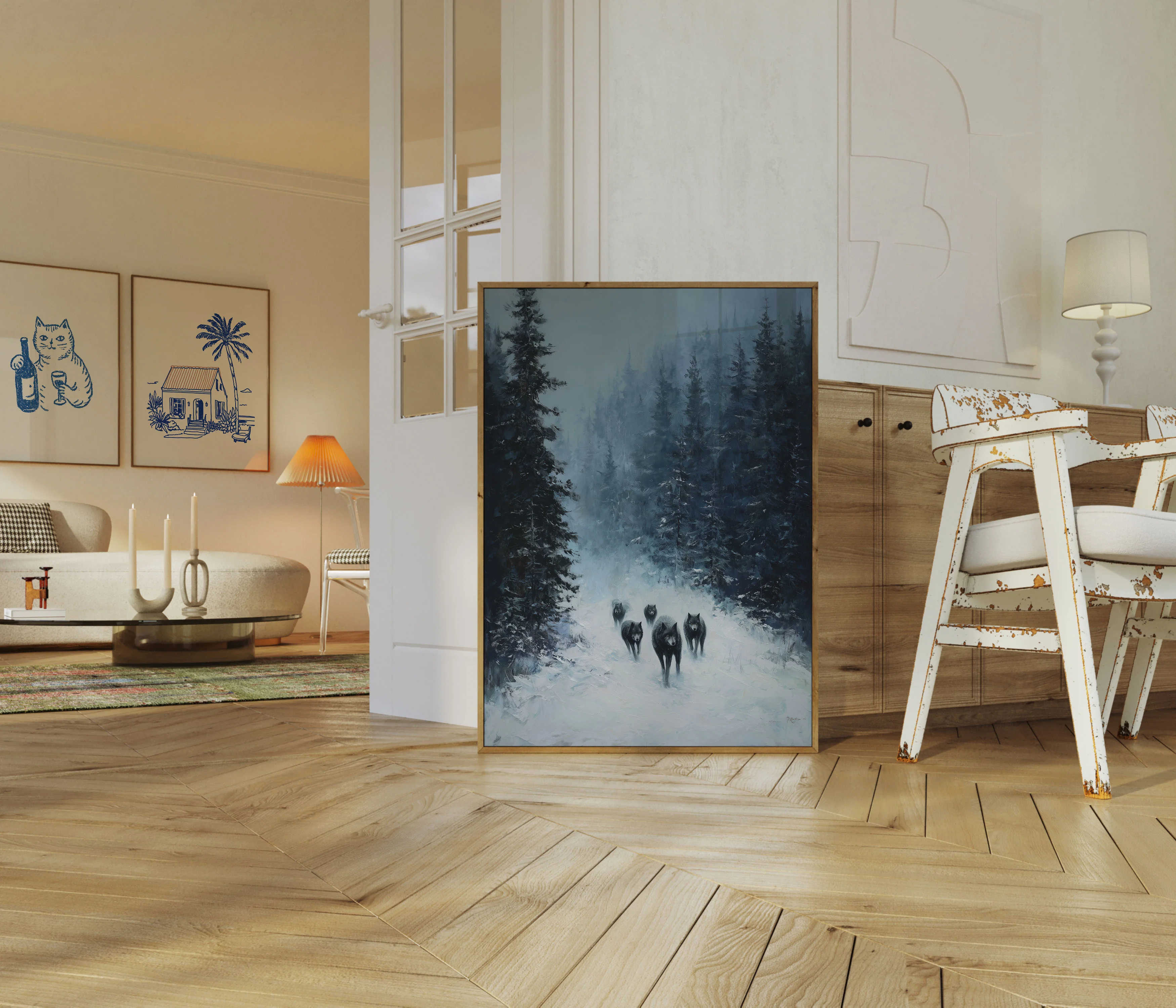 Wolf Pack in Winter Forest Poster - Image 5