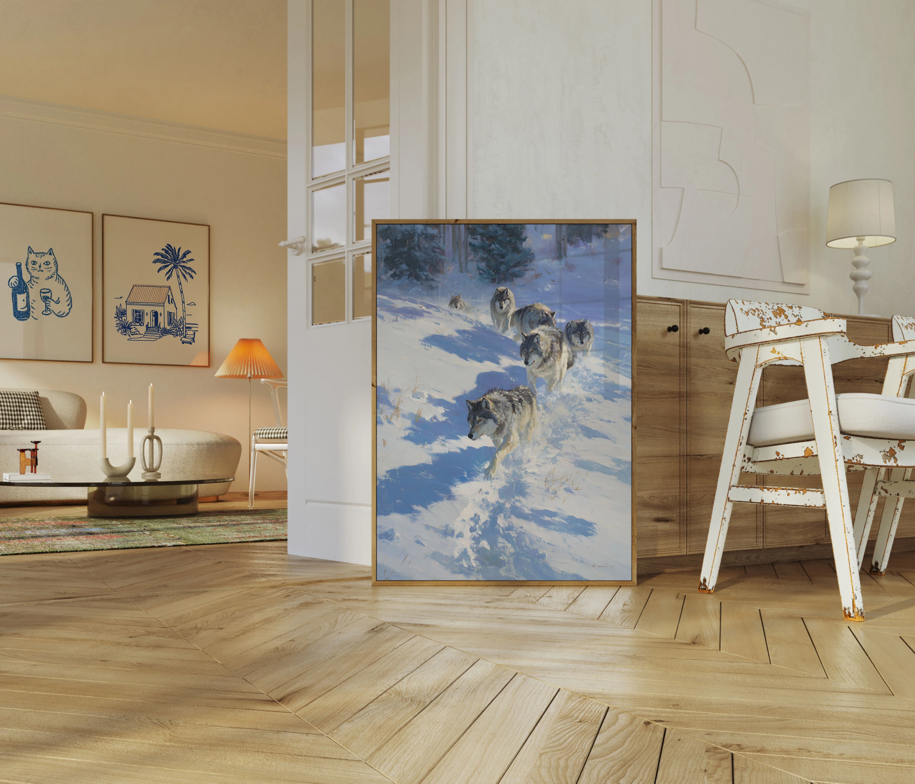 Wolf Pack in Winter Snow Poster - Image 5