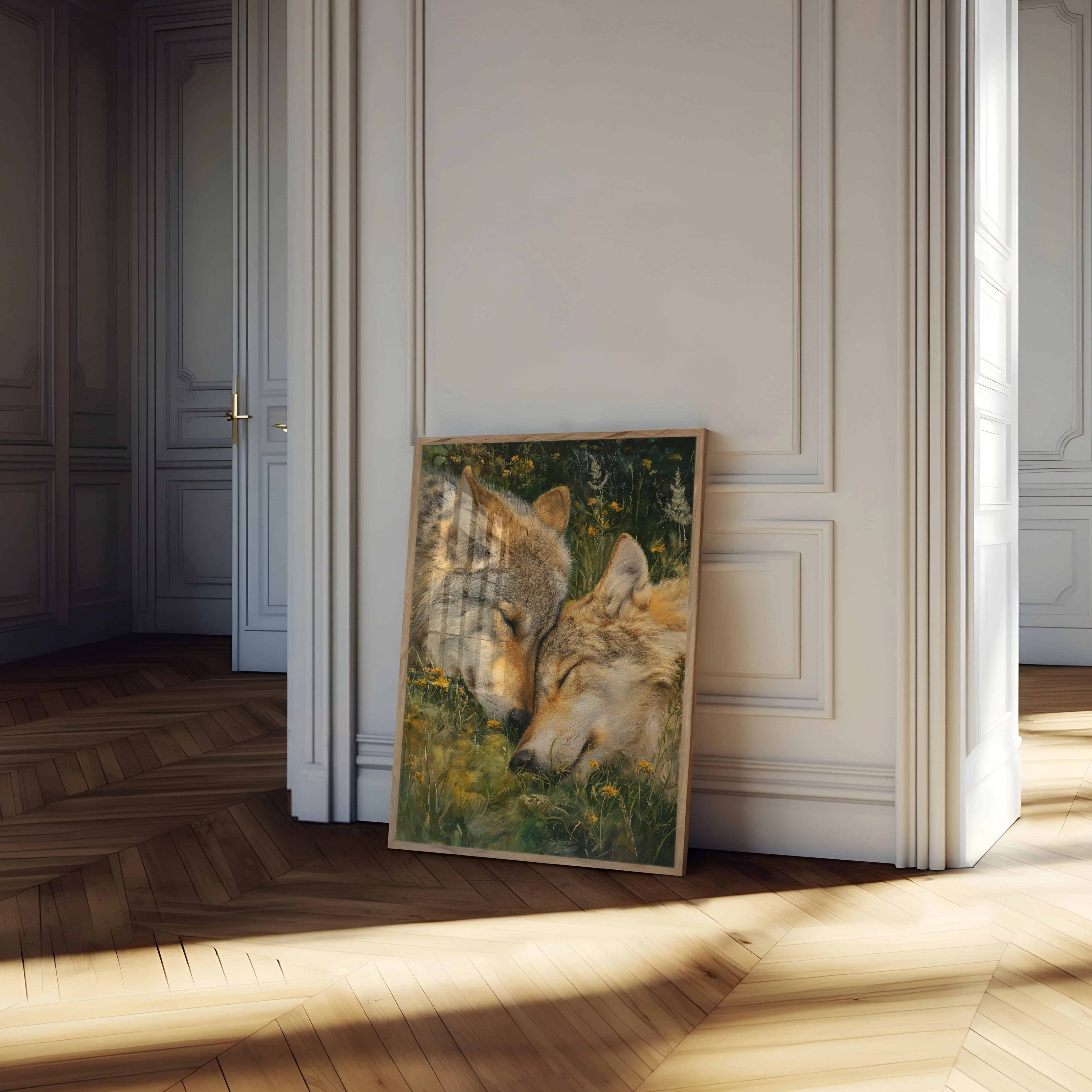 Wolf Resting in Wildflowers Poster - Image 4