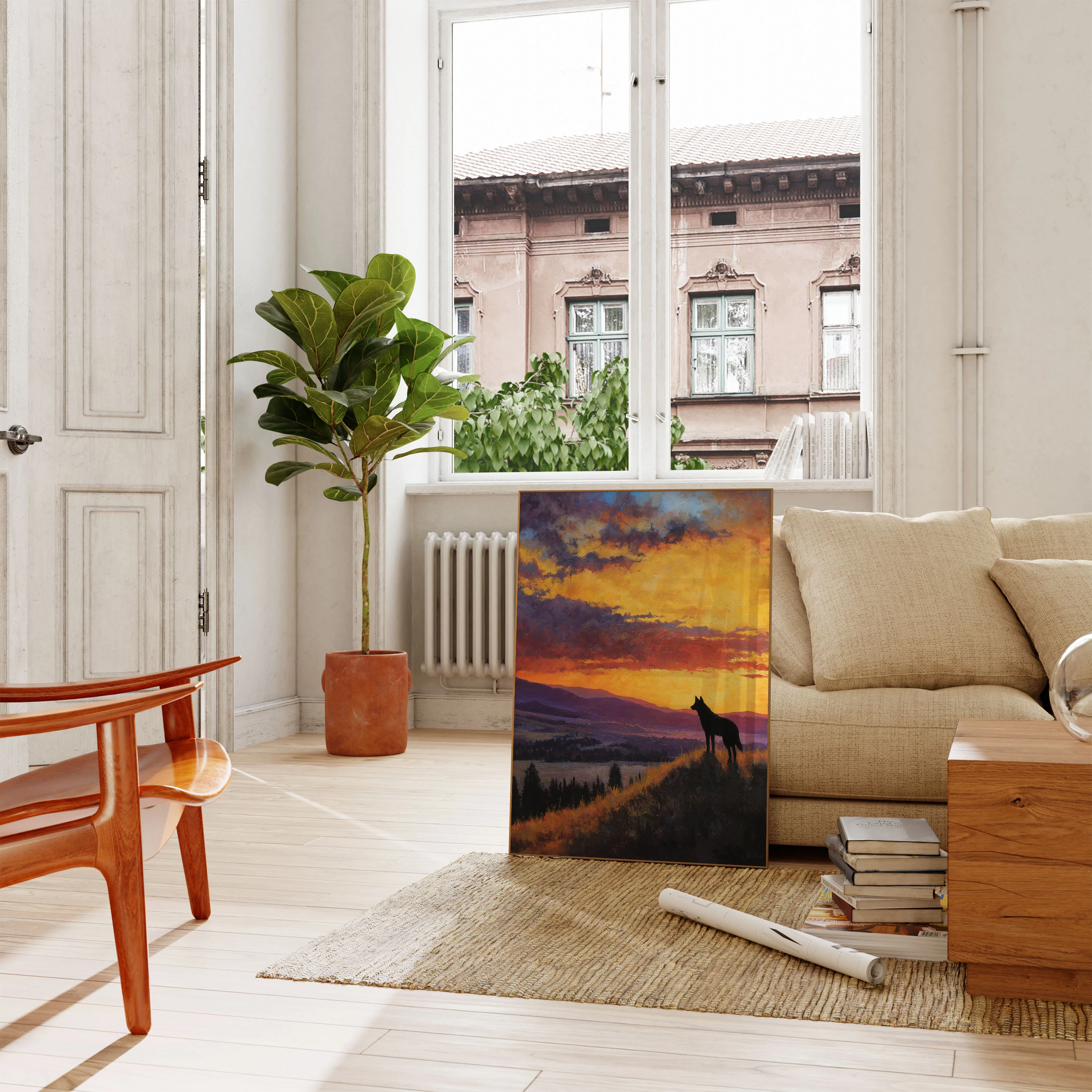 Wolf Watching Golden Sunset Poster - Image 2