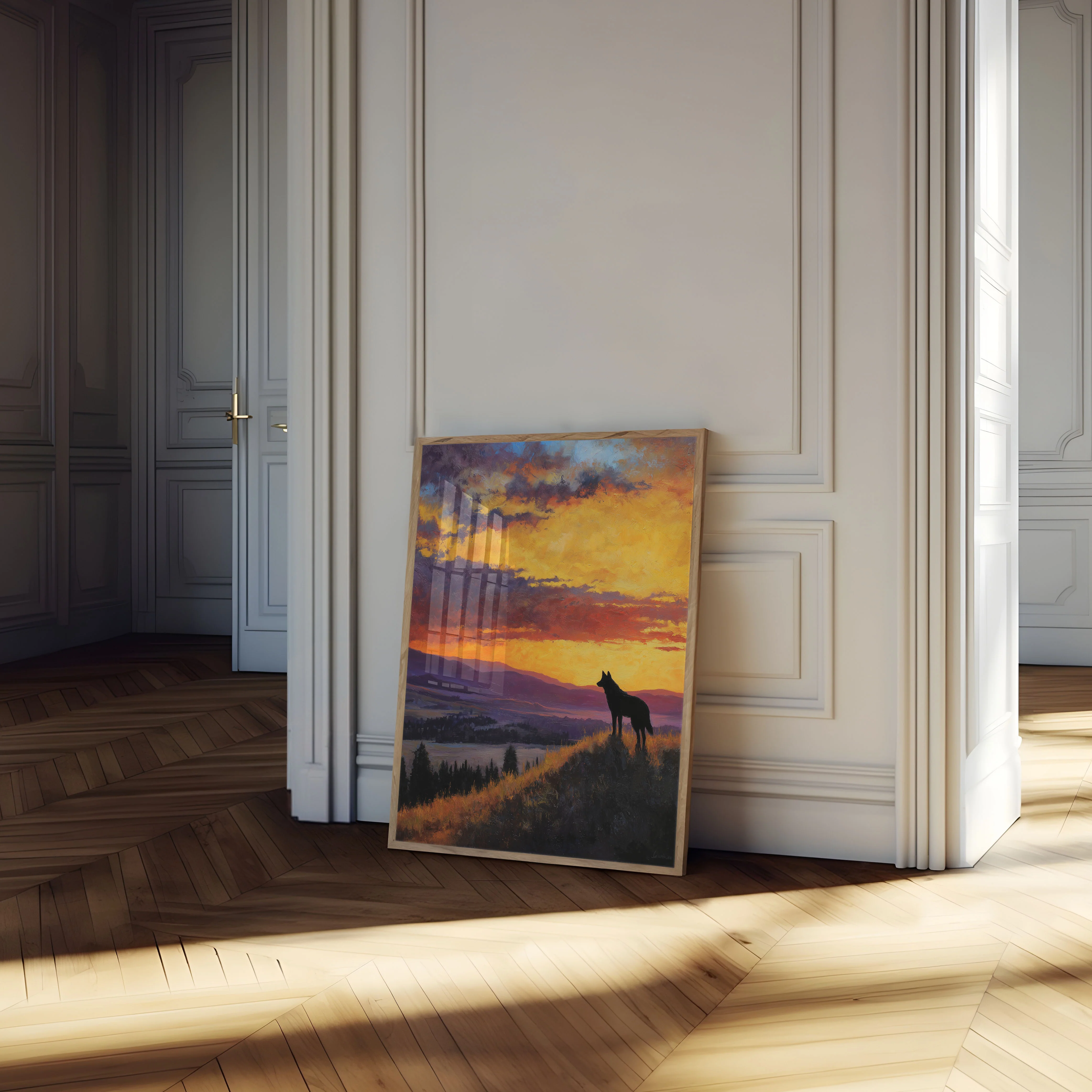 Wolf Watching Golden Sunset Poster - Image 4