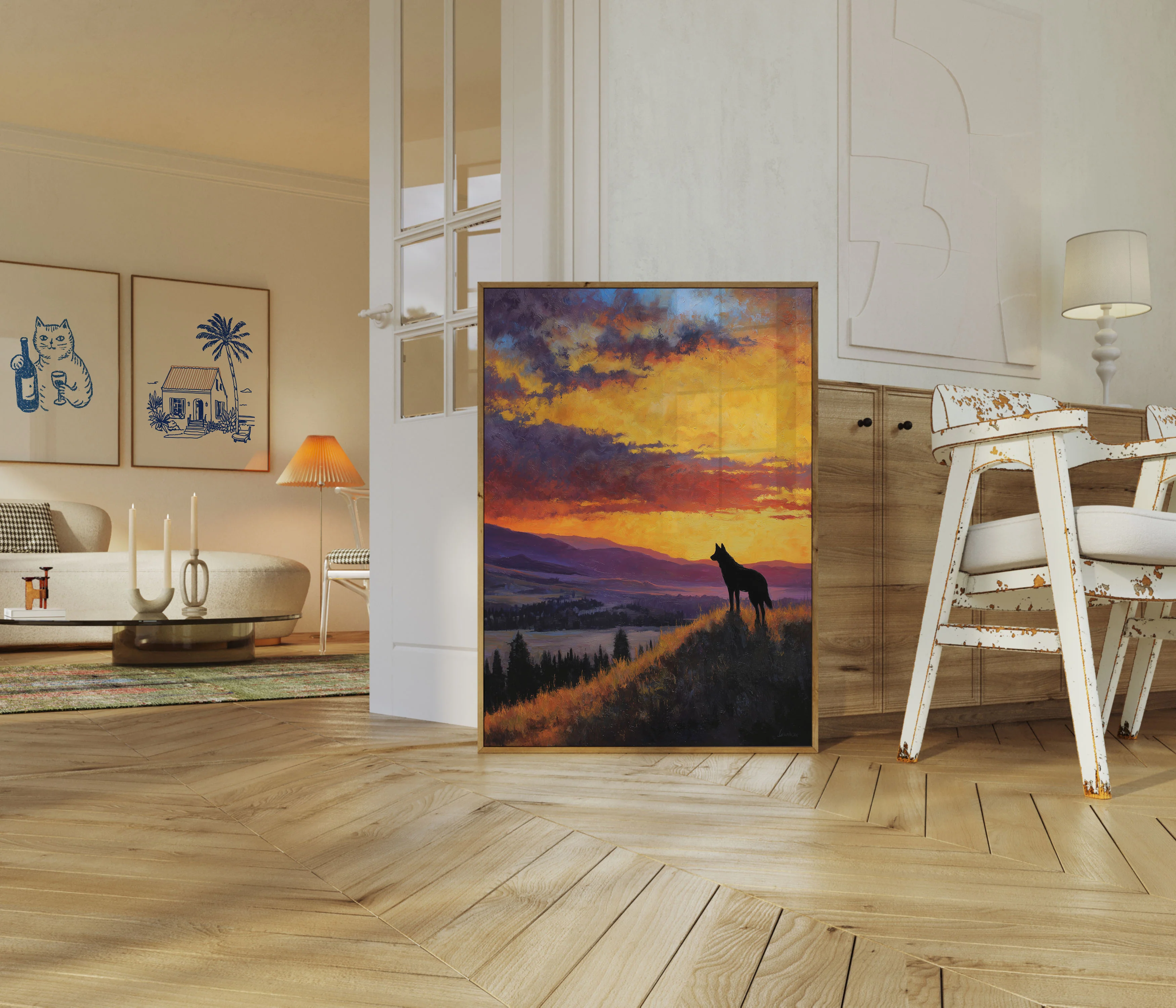 Wolf Watching Golden Sunset Poster - Image 5
