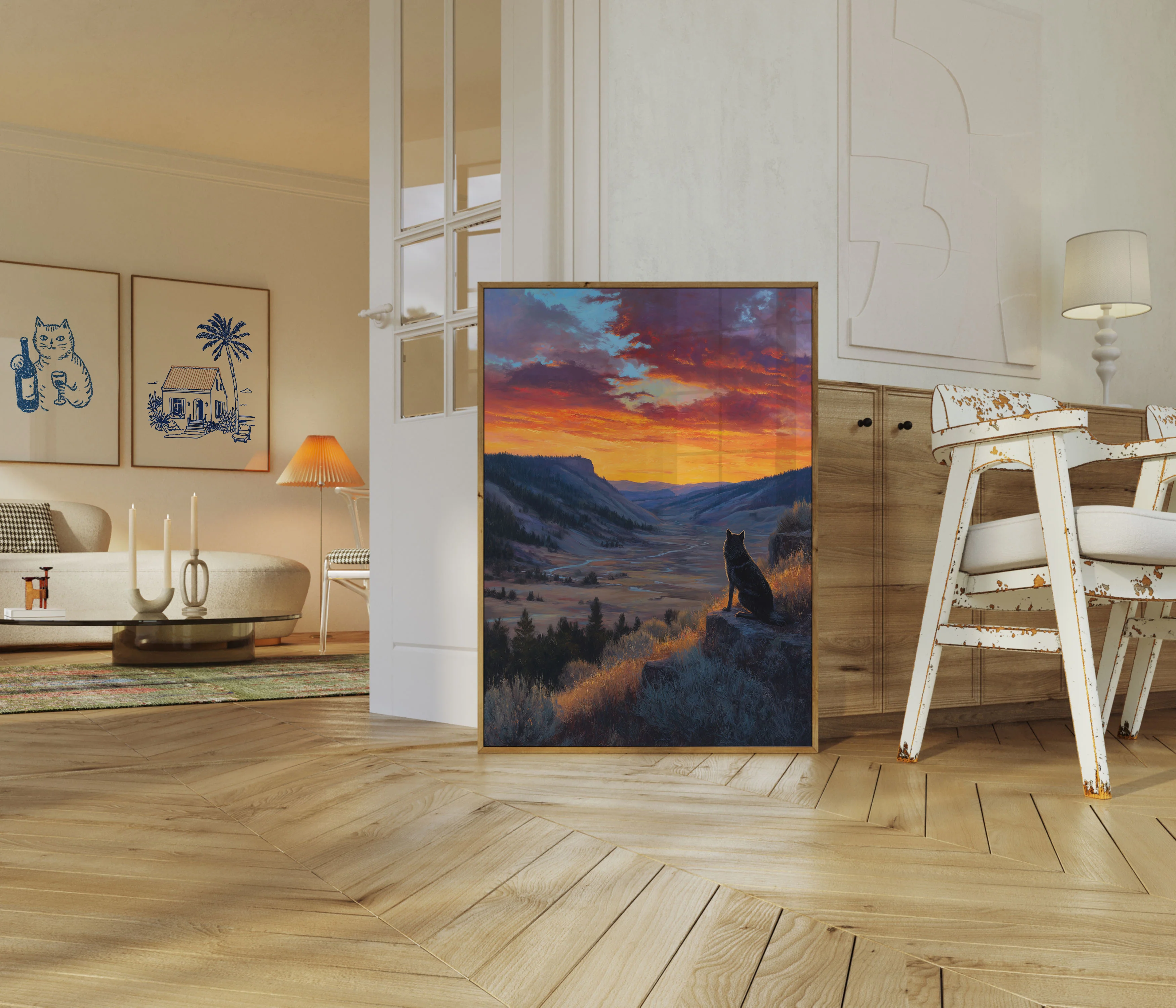 Wolf Watching Sunset Valley Poster - Image 5
