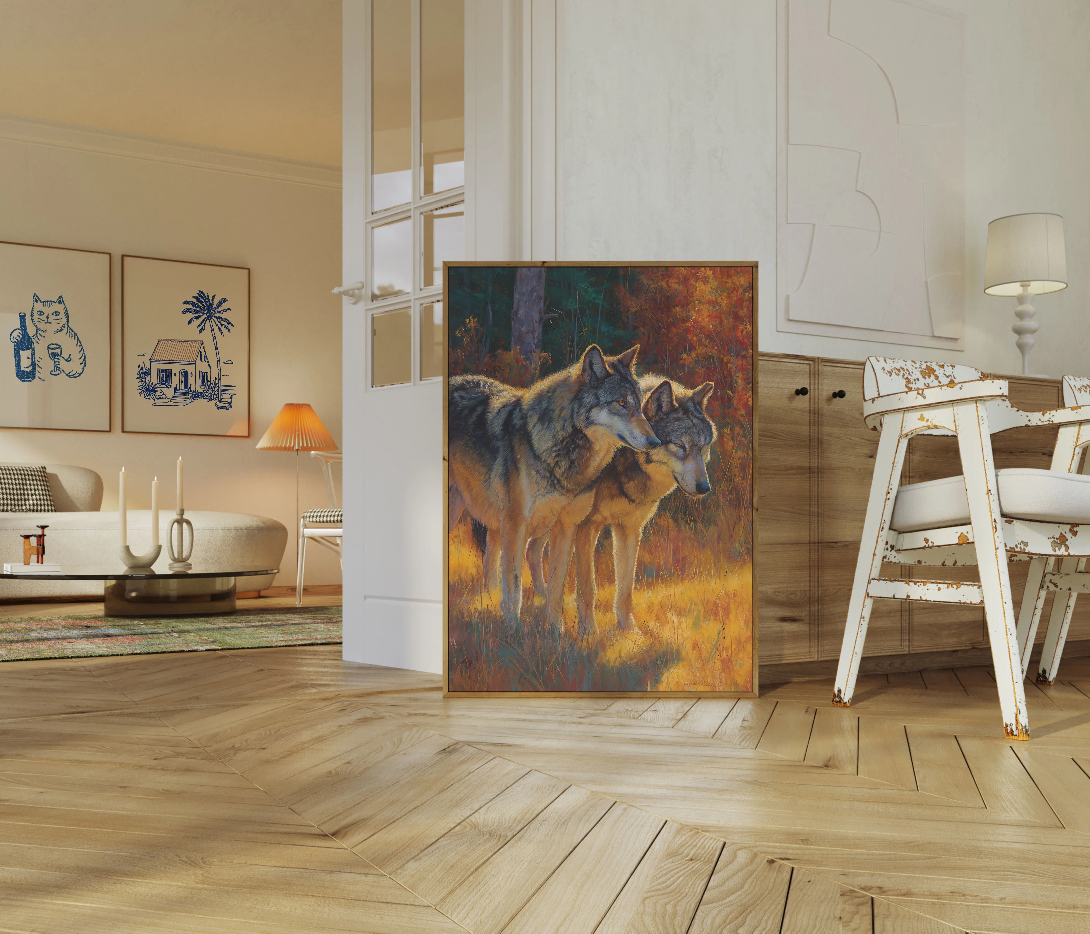 Wolves in Autumn Forest Poster - Image 5