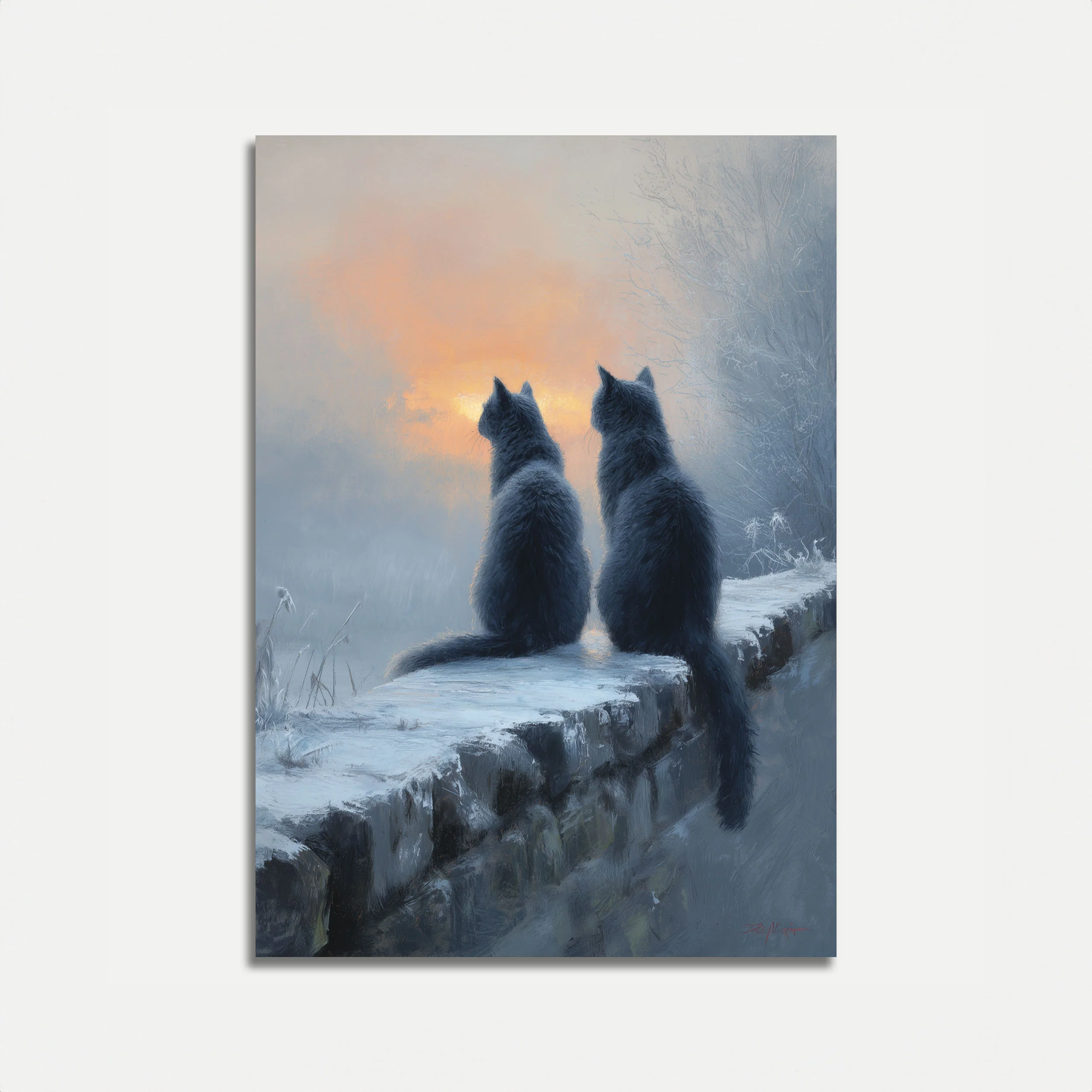 Wolves Watching Winter Sunrise Poster