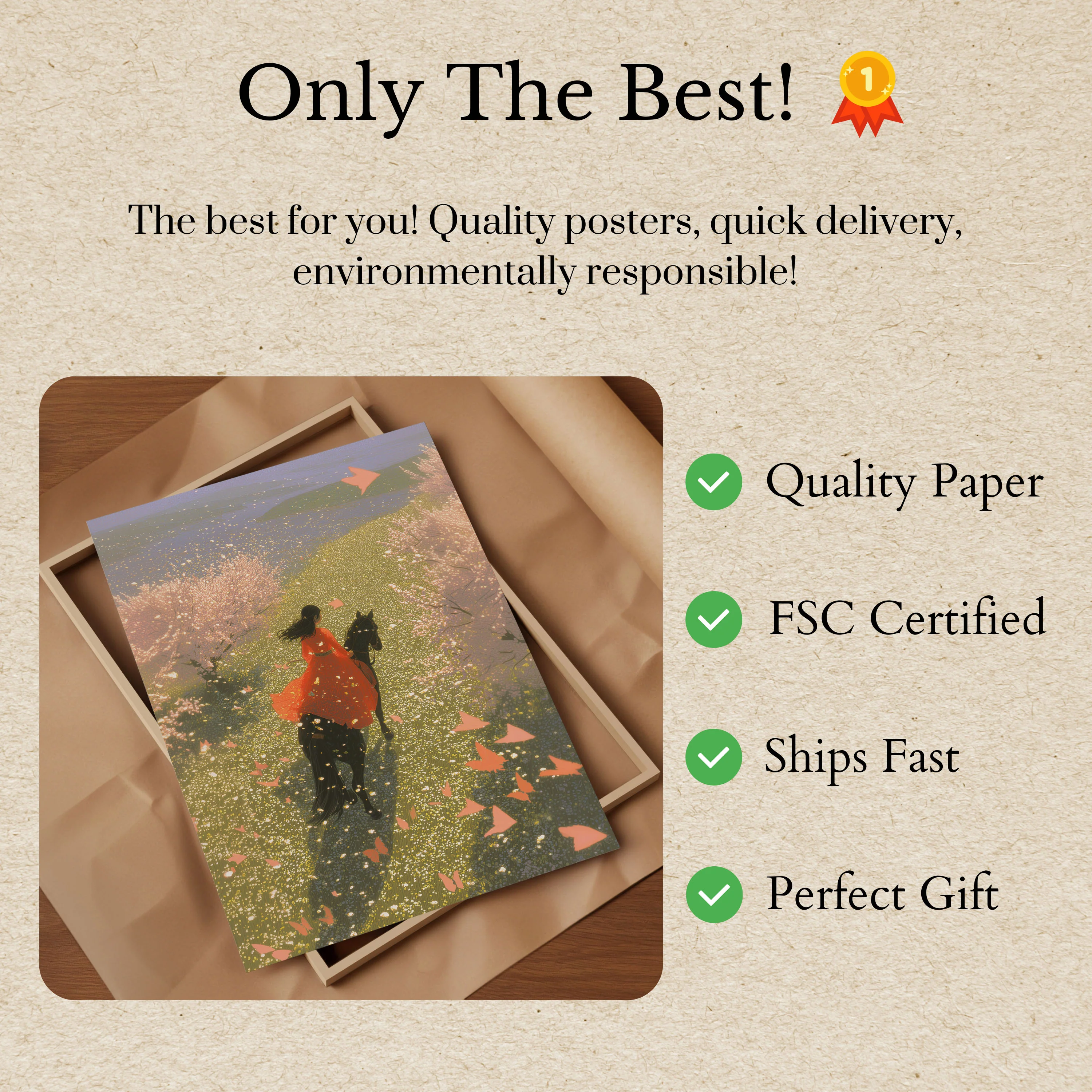 Woman in Red Riding Horse Poster - Image 3