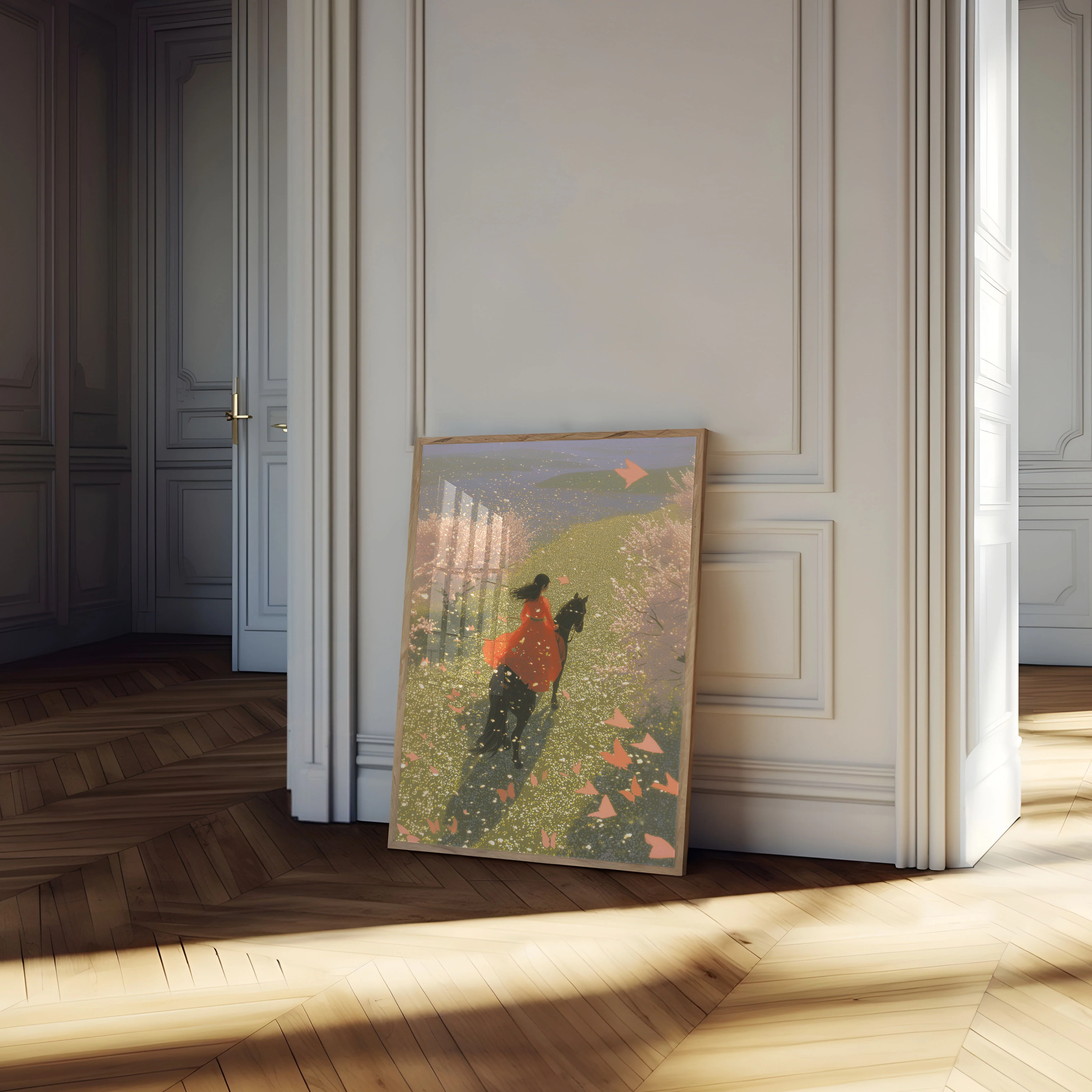 Woman in Red Riding Horse Poster - Image 4