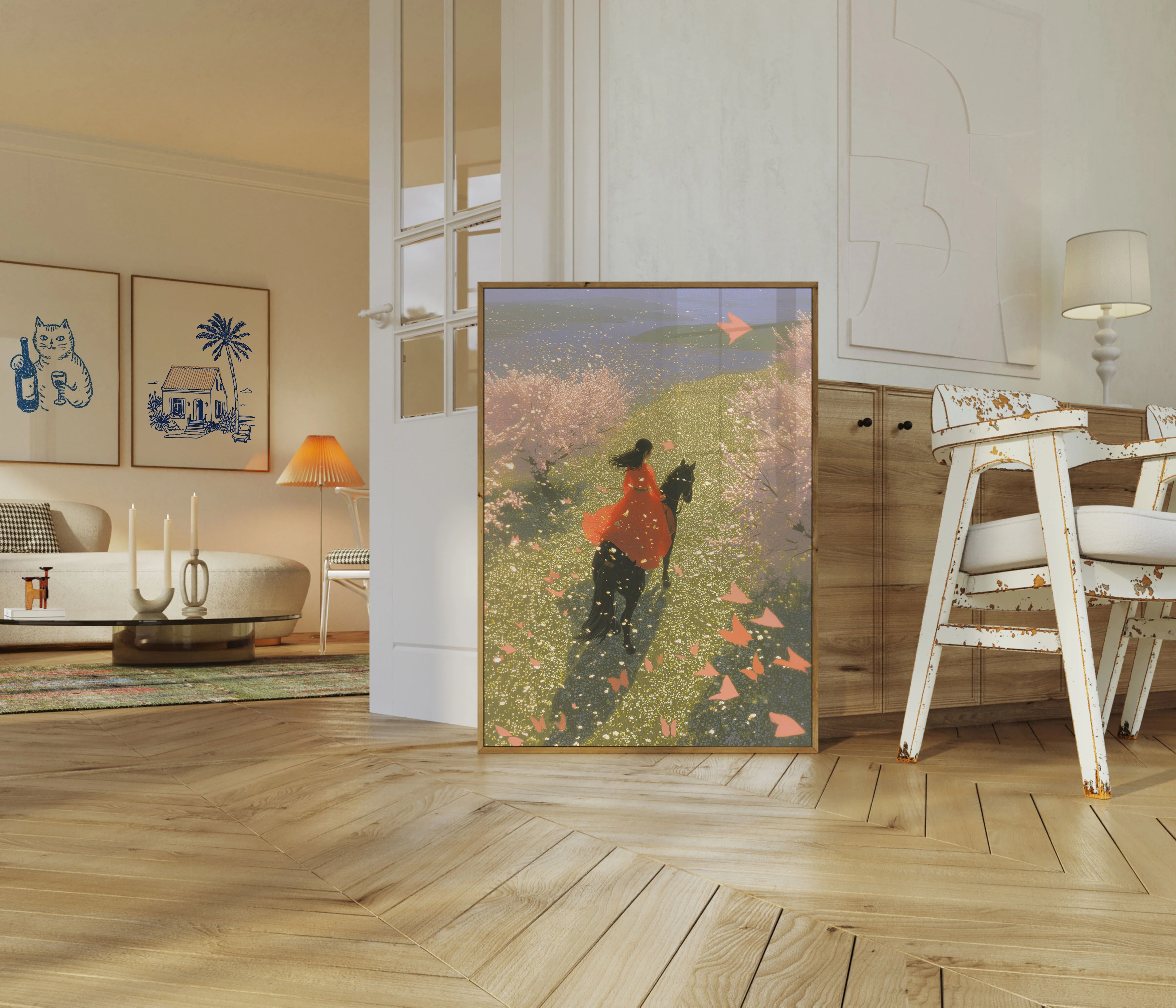 Woman in Red Riding Horse Poster - Image 5