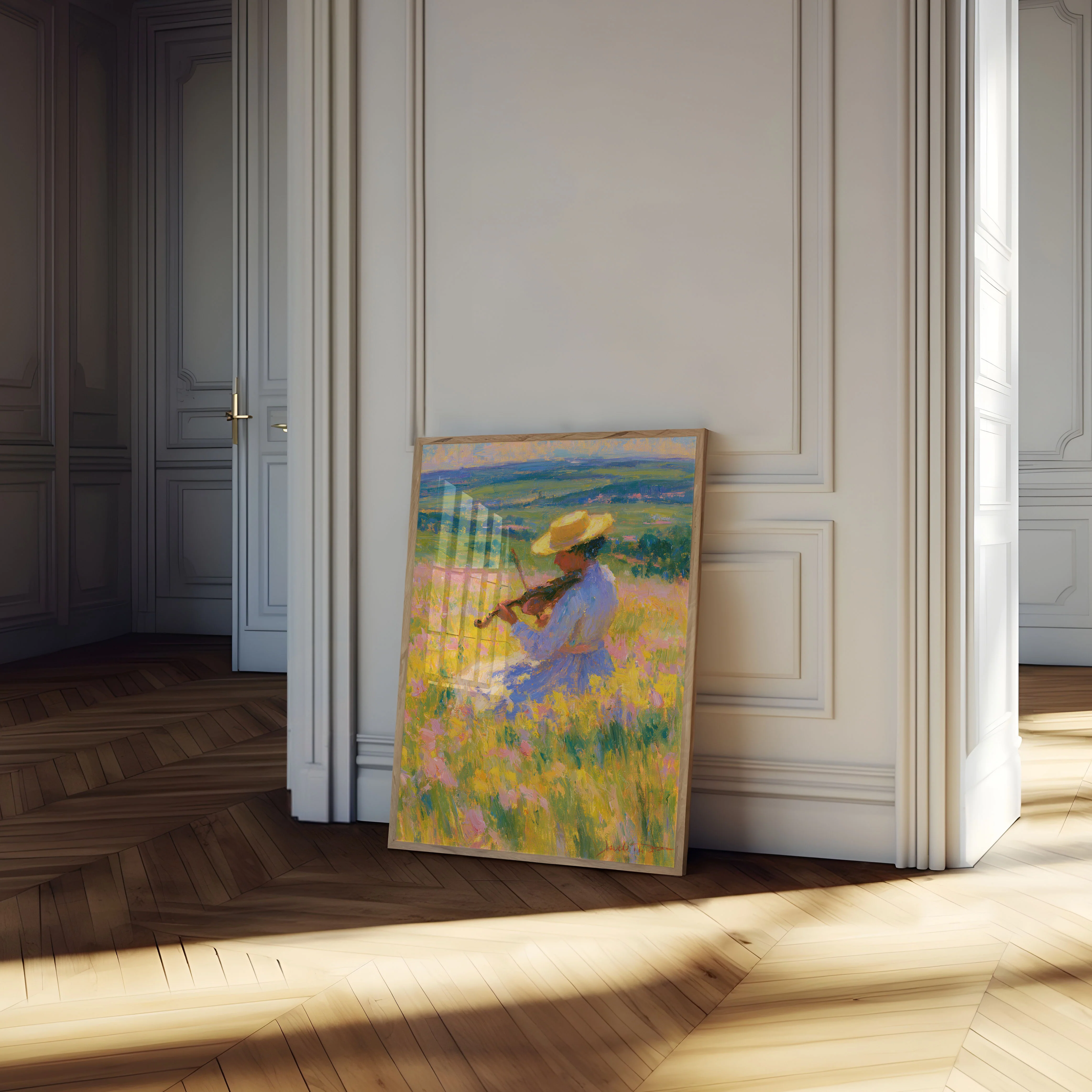 Woman Playing Violin in Wildflowers Poster - Image 4