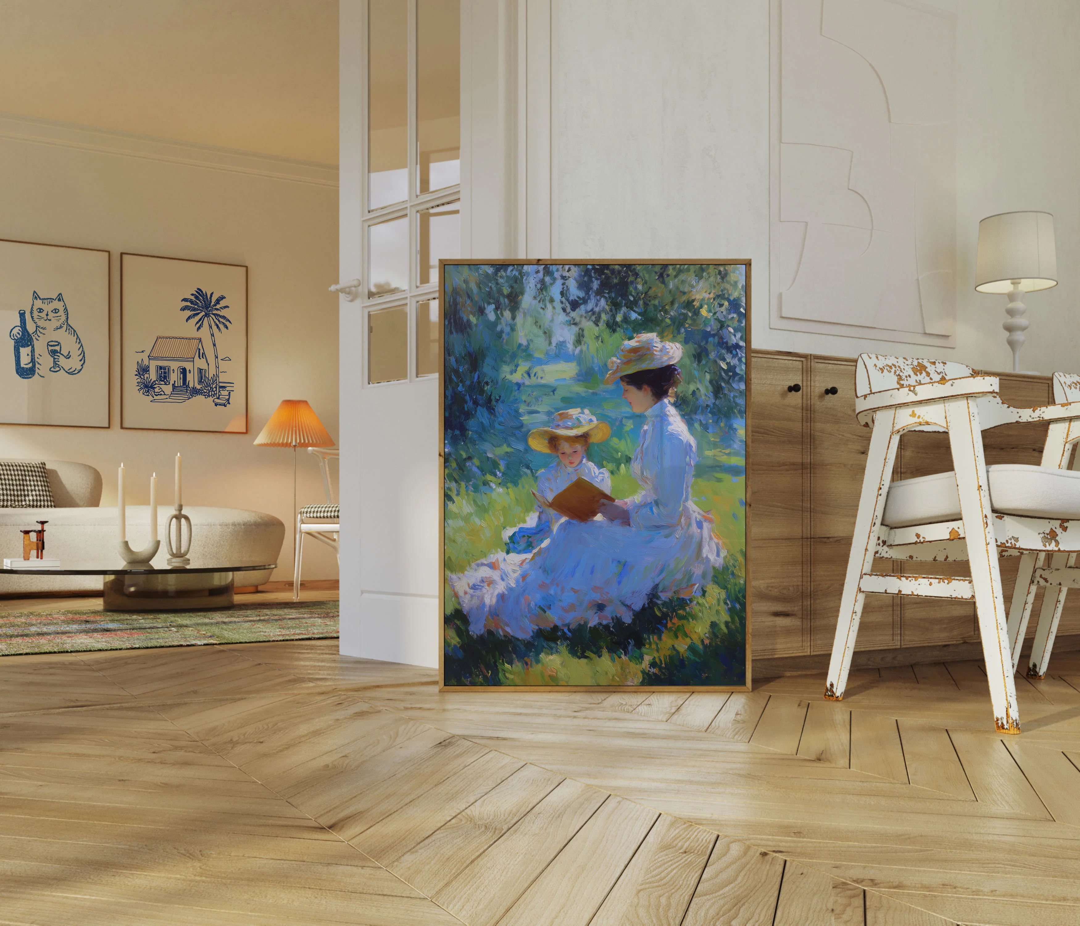 Woman Reading by Stream Poster - Image 5