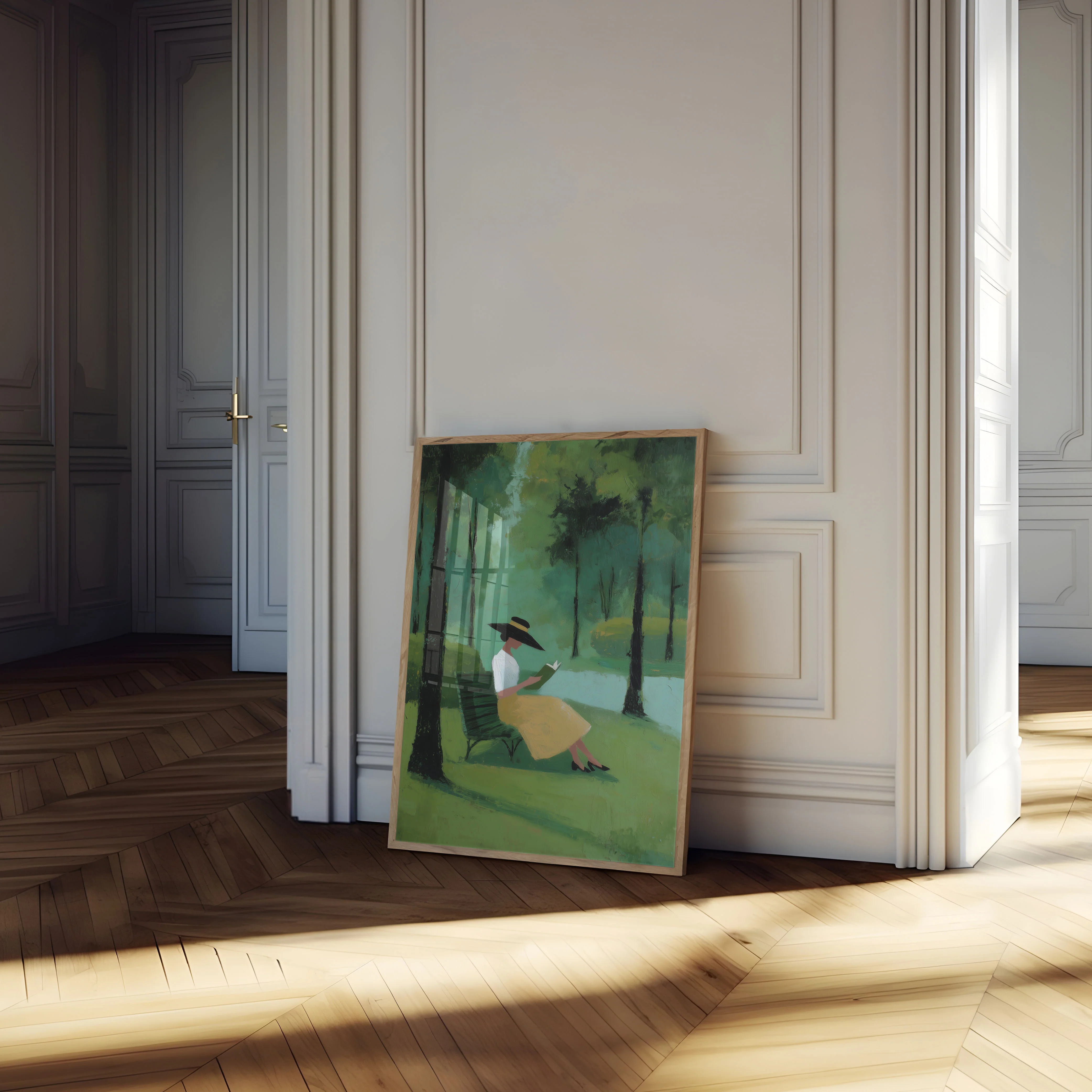 Woman Reading in Serene Garden Poster - Image 4