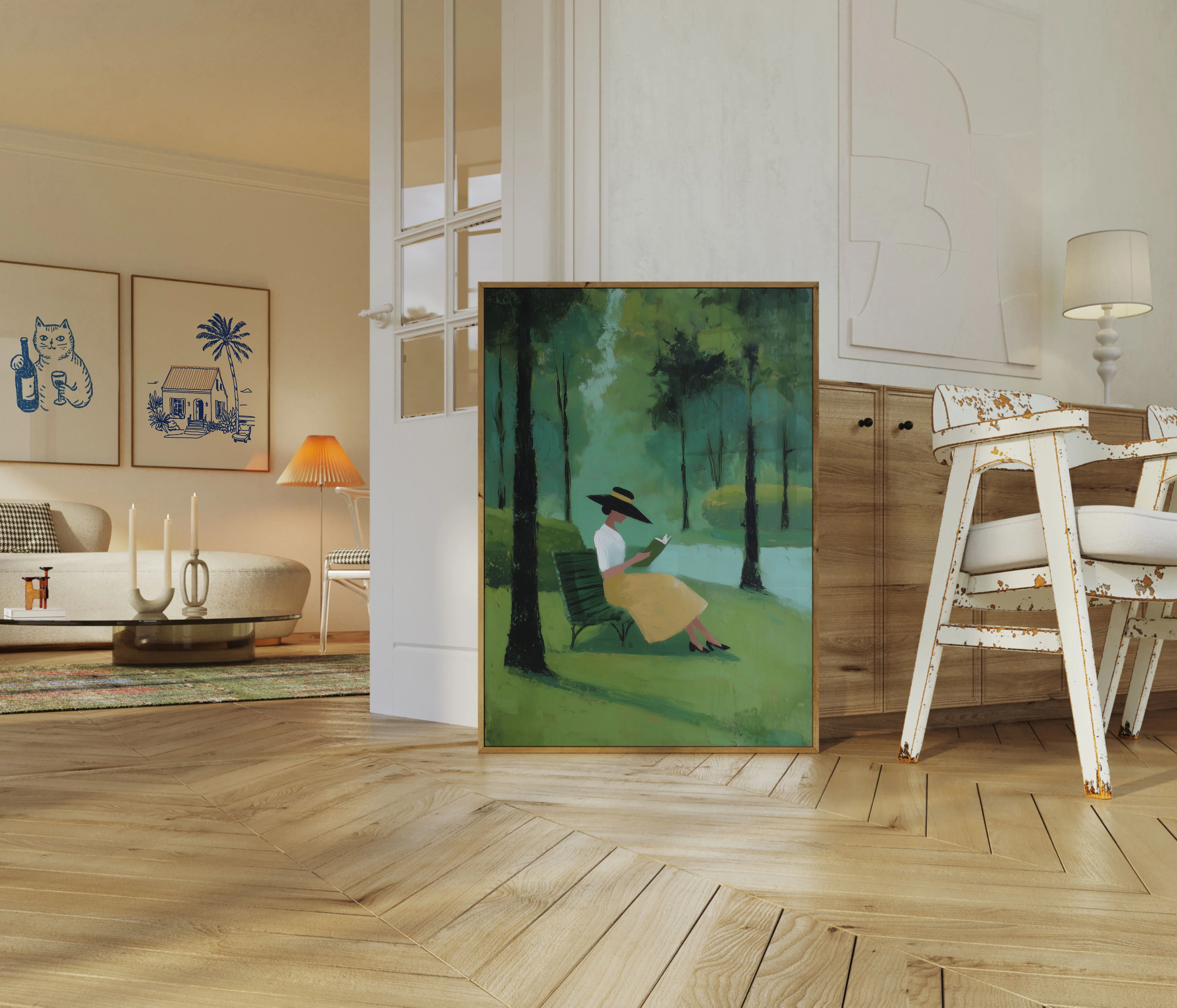 Woman Reading in Serene Garden Poster - Image 5