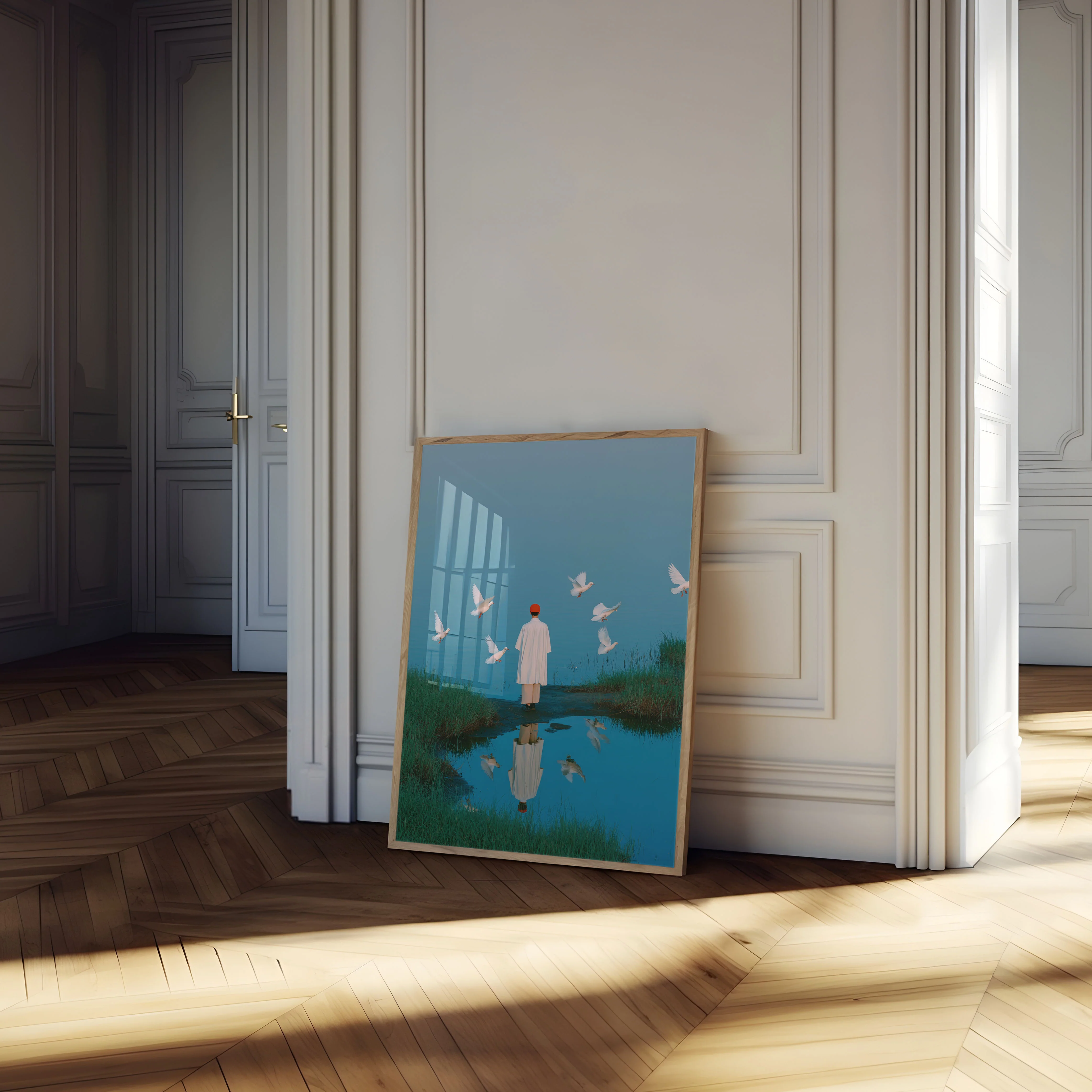 Woman with Flying Doves Poster - Image 4
