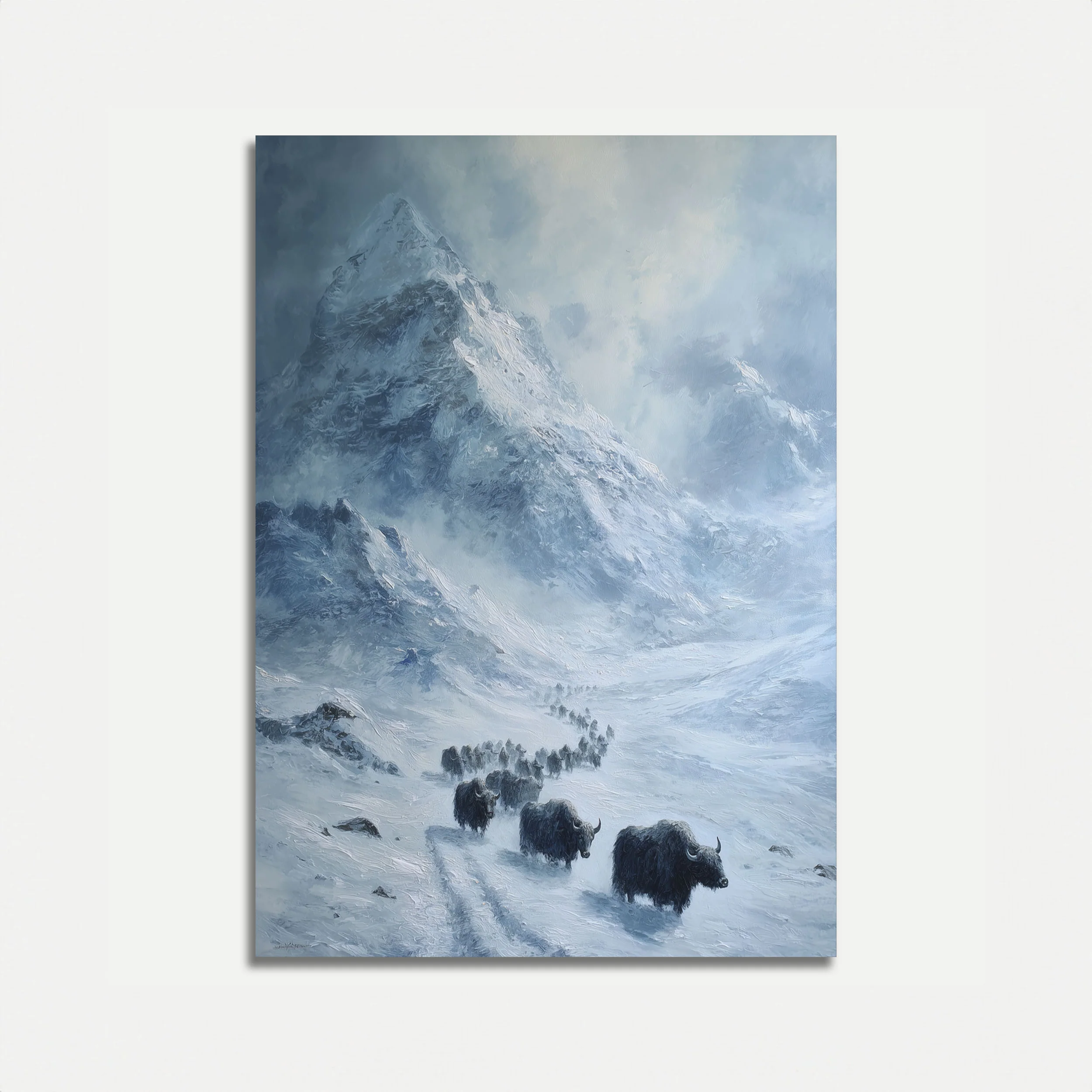 Yaks in the Snow Mountains Poster