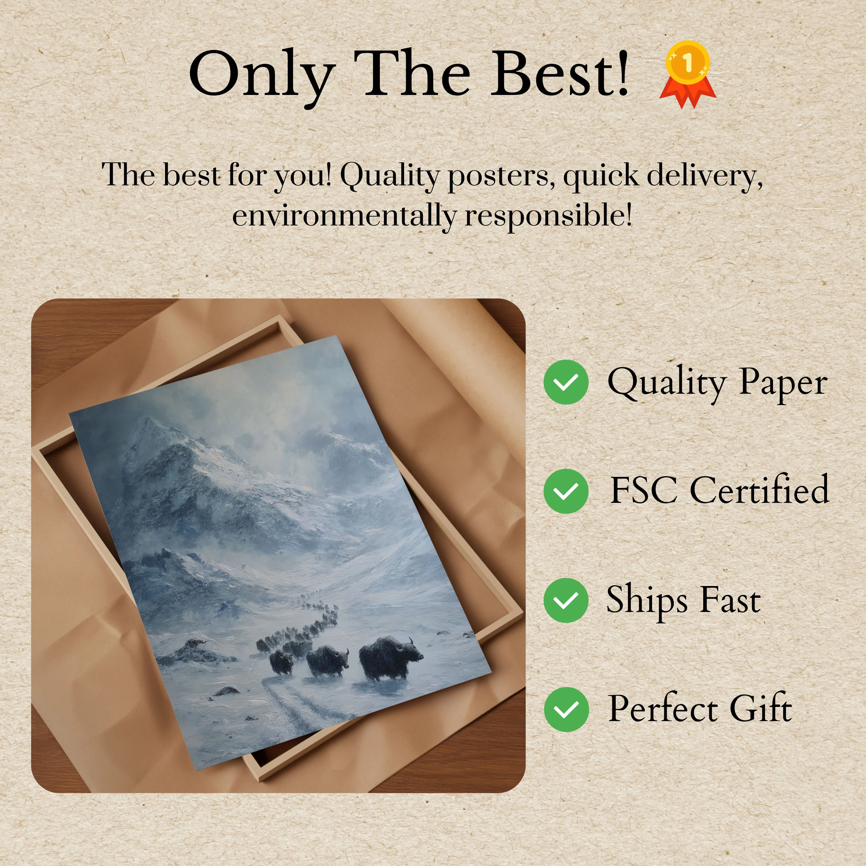 Yaks in the Snow Mountains Poster - Image 3
