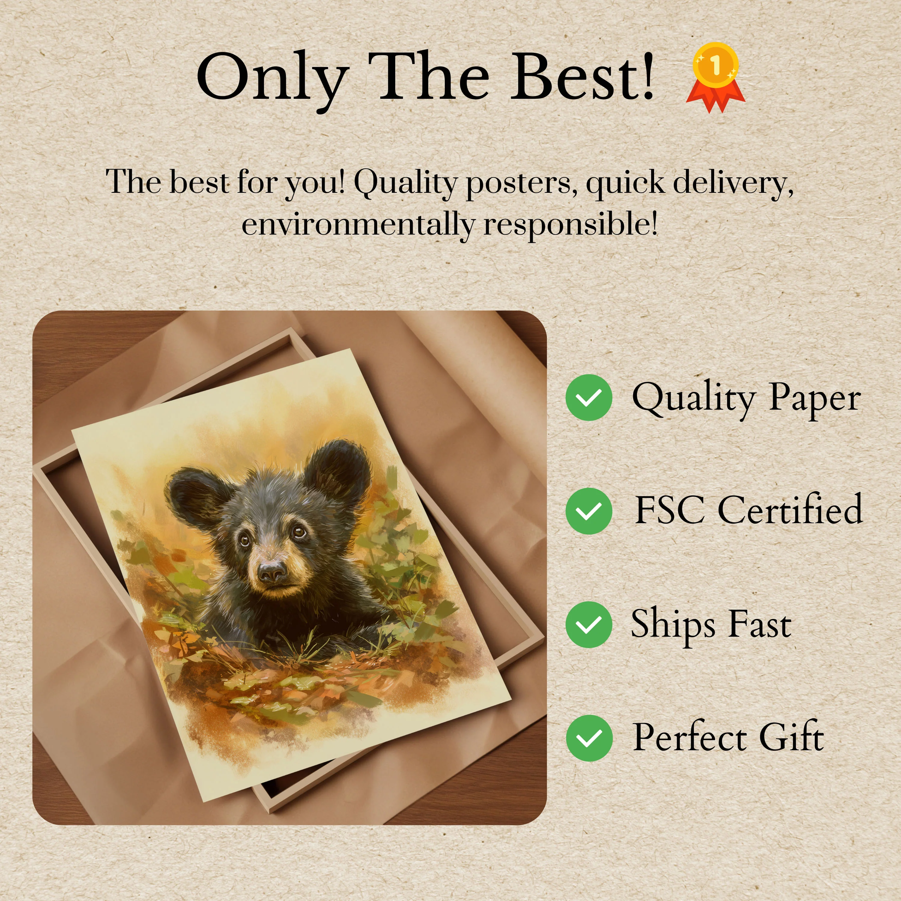 Young Black Bear Portrait Poster - Image 3